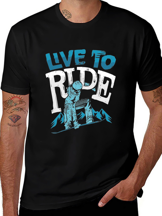 Live To Ride Snowboard T-Shirt - Black Cotton Tee