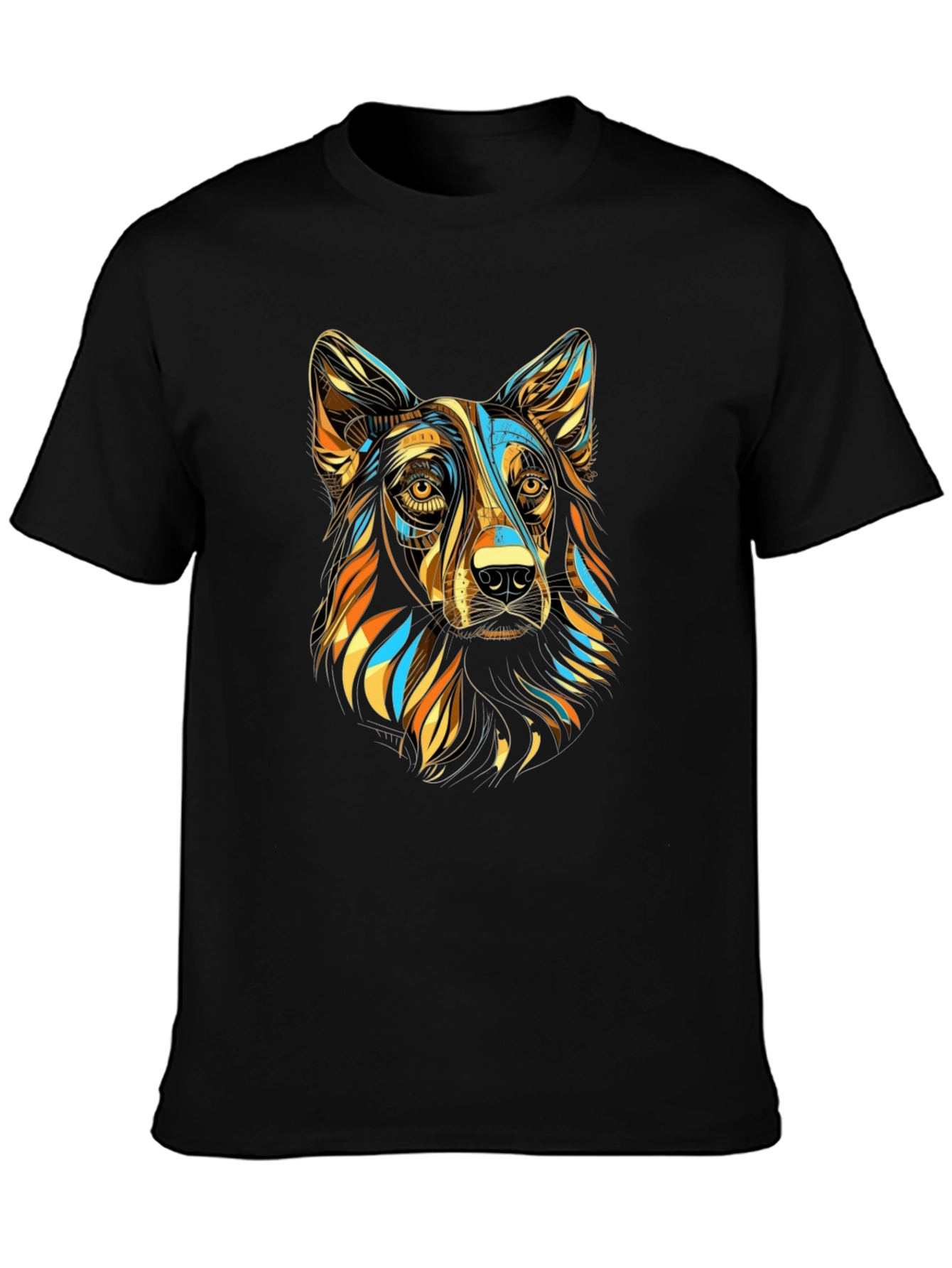 Abstract Dog Graphic T-Shirt - Stylish Mens Tee