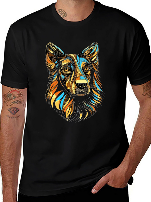 Abstract Dog Graphic T-Shirt - Stylish Mens Tee