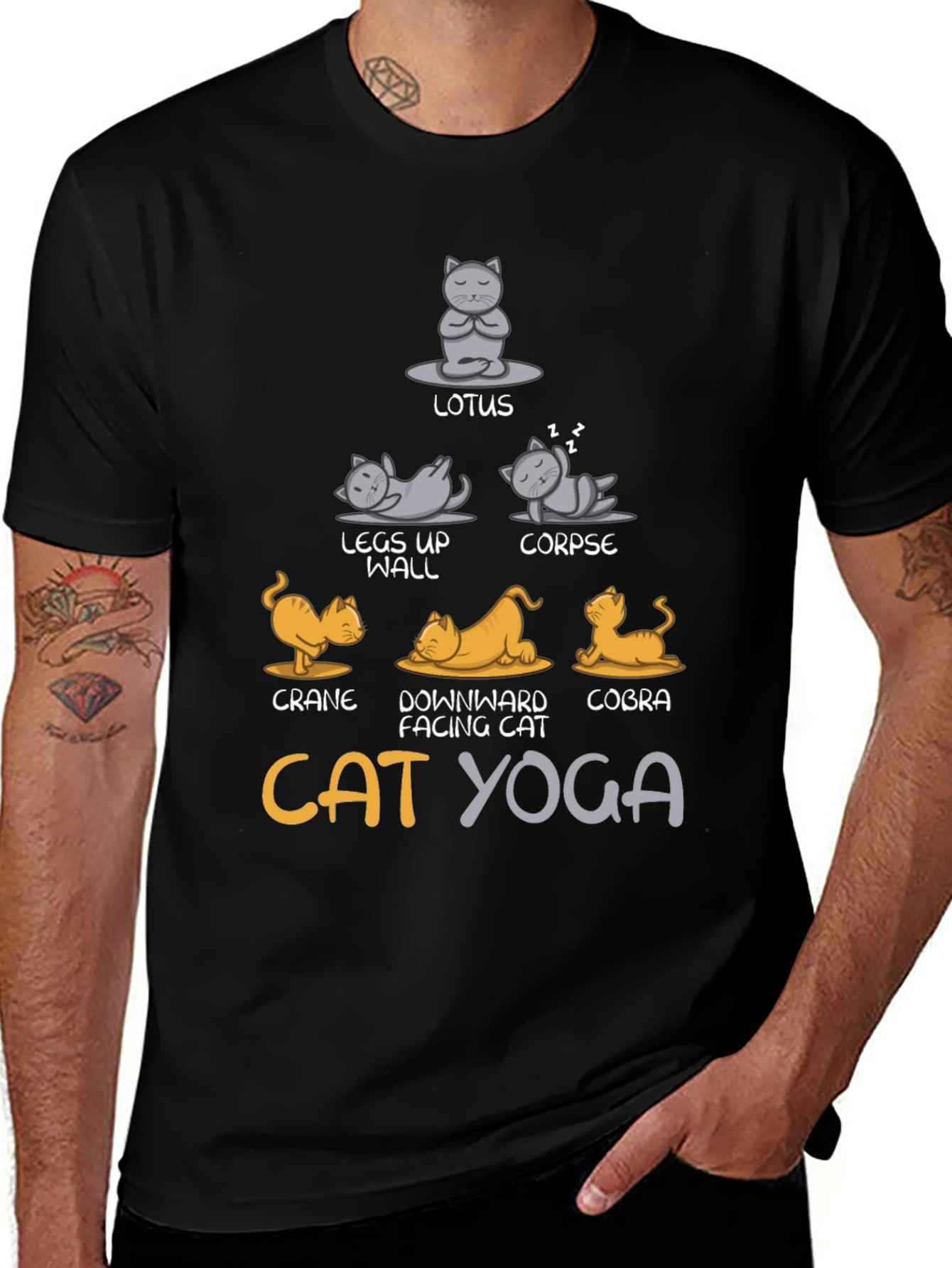 Cat Yoga T-Shirt - Lotus Cobra Crane Poses