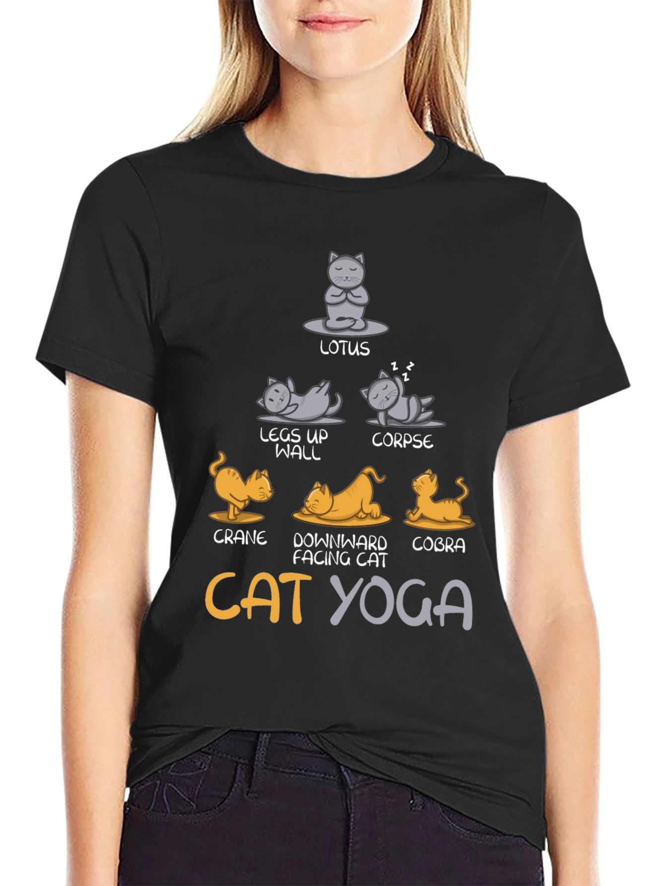 Cat Yoga T-Shirt - Lotus Cobra Crane Poses