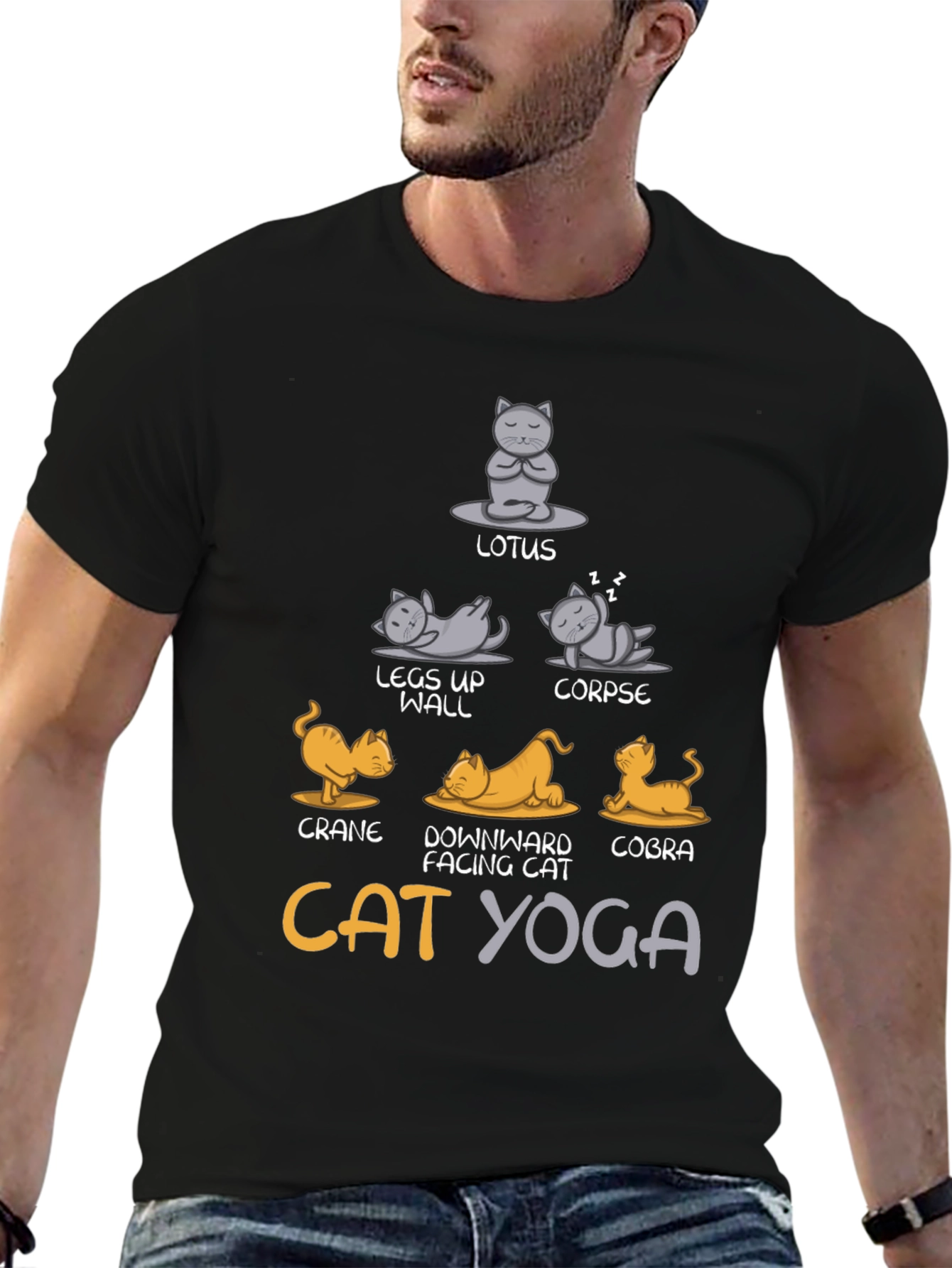 Cat Yoga T-Shirt - Lotus Cobra Crane Poses