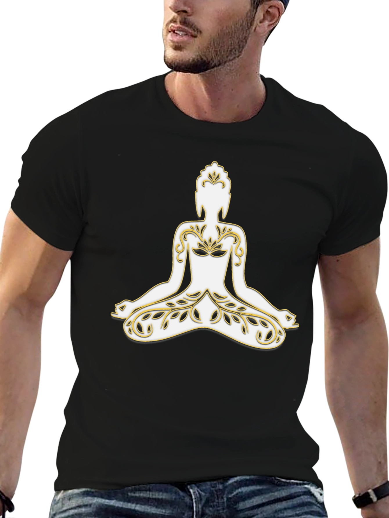 Meditative Buddha Graphic Tee - Black