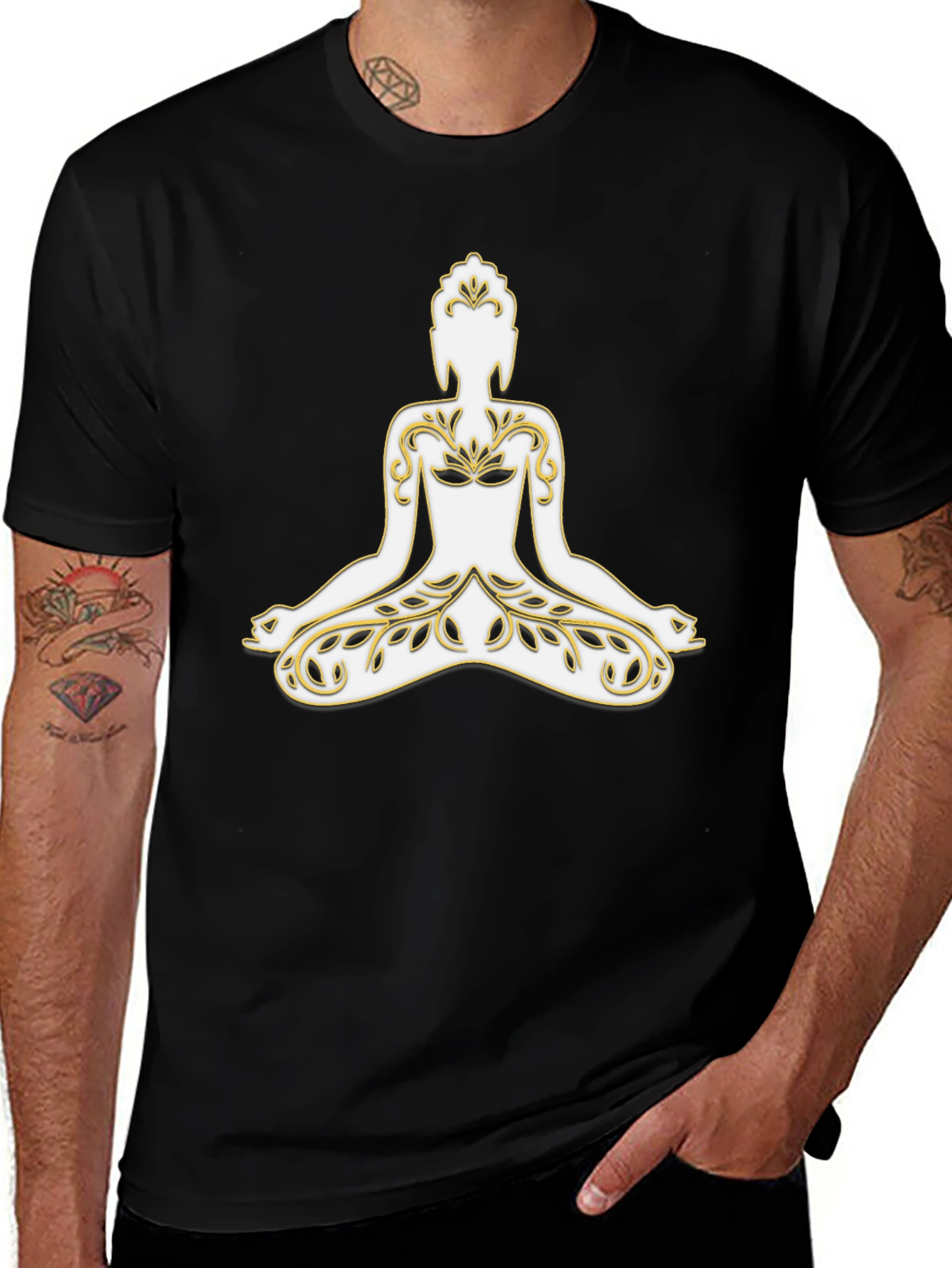 Meditative Buddha Graphic Tee - Black