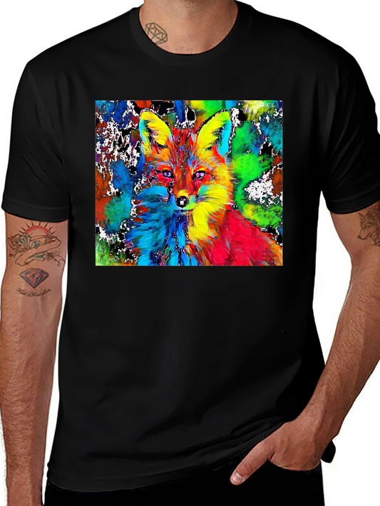 Colorful Fox Graphic T-Shirt - Modern Art Tee