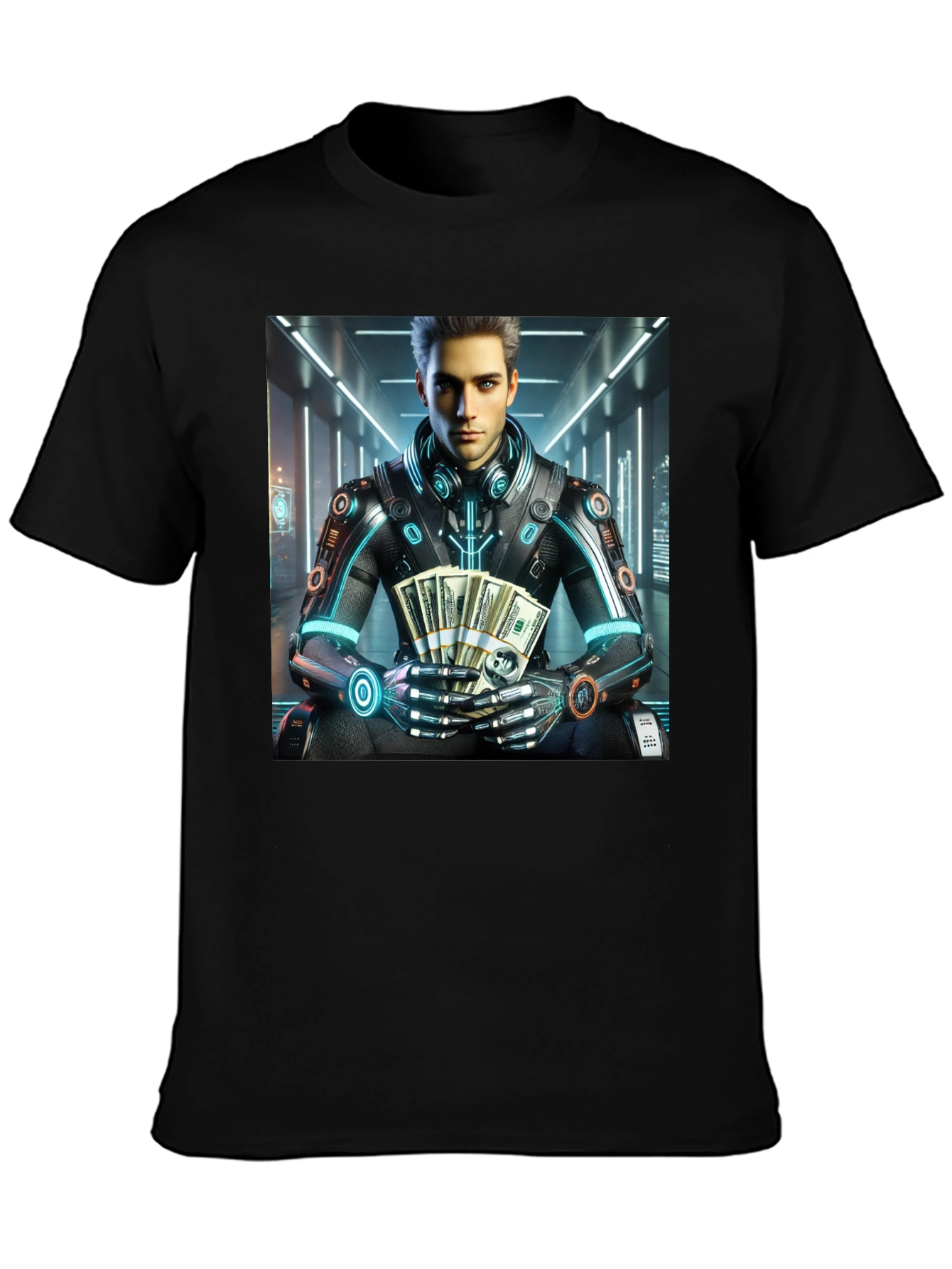 Cyberpunk Rich Guy T-Shirt - Futuristic Style
