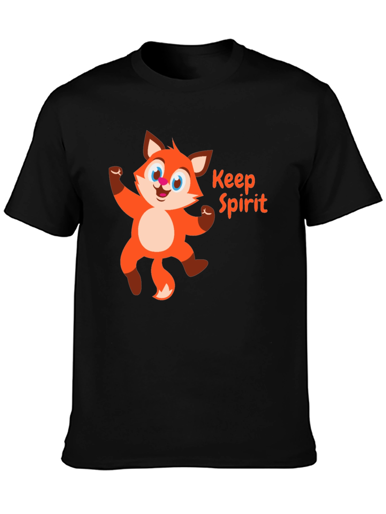 Keep Spirit Fox Graphic Tee - Black Cotton T-Shirt
