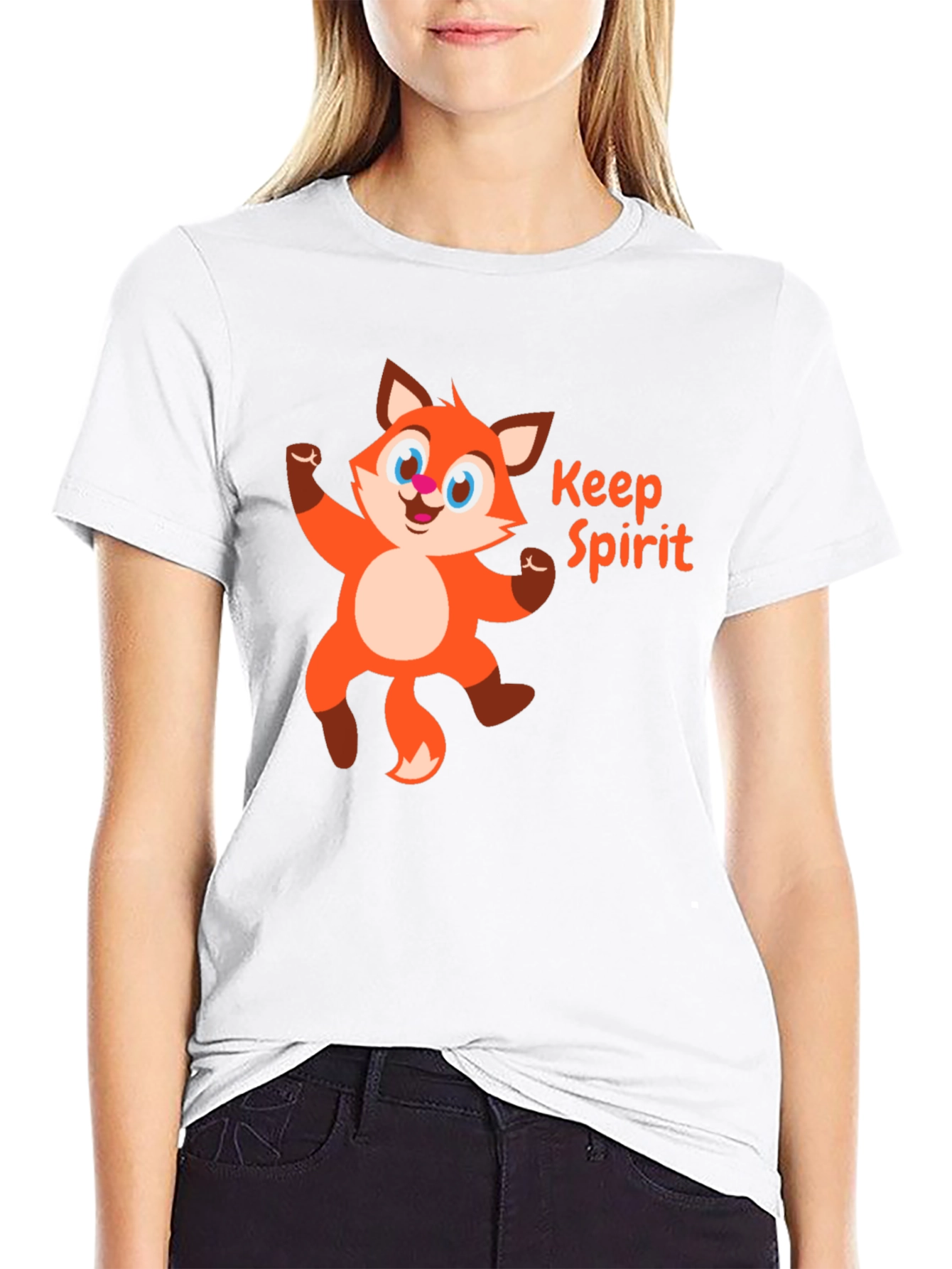 Keep Spirit Fox Graphic Tee - Black Cotton T-Shirt