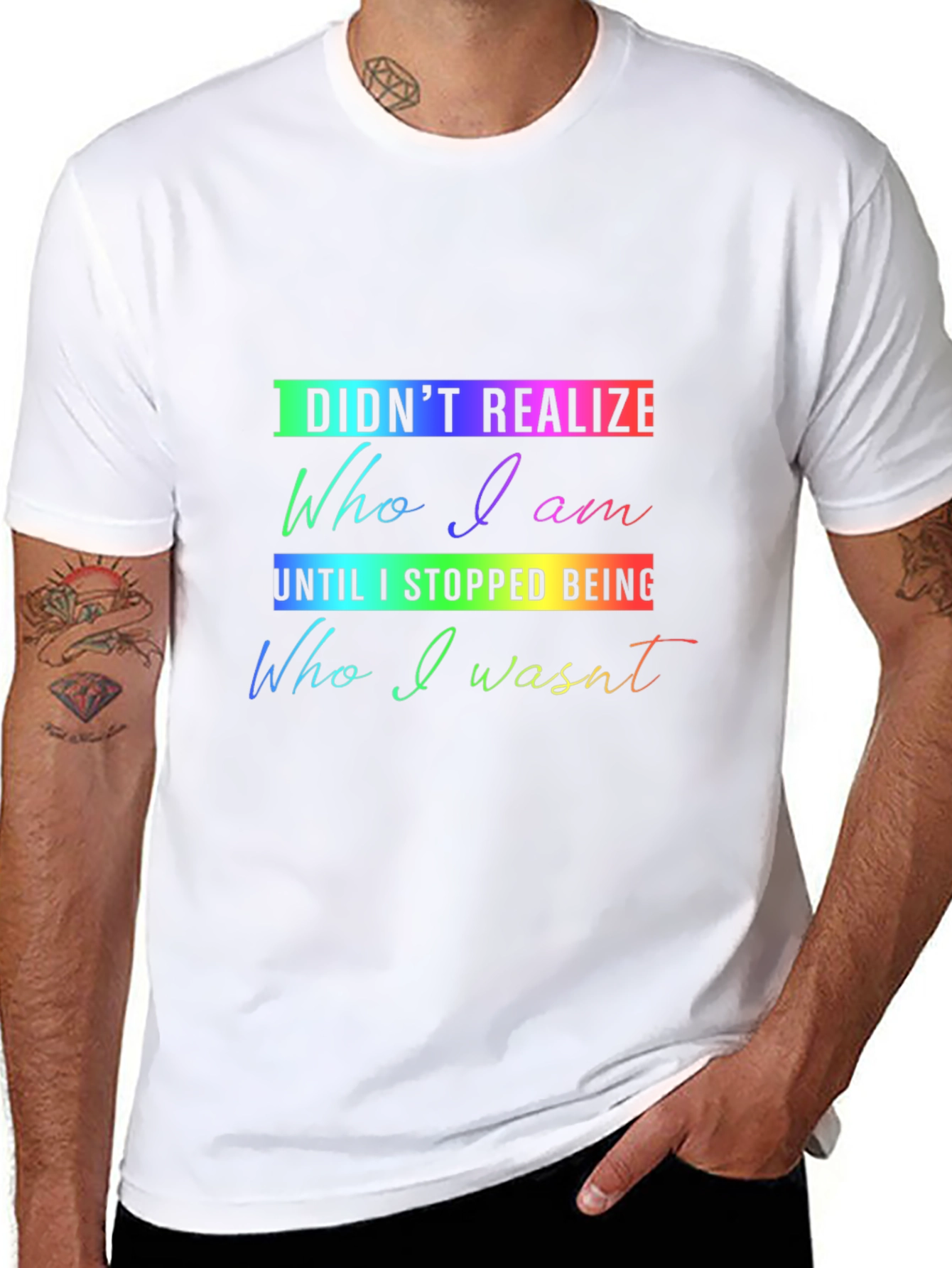 Rainbow Who I Am Graphic Black Tee