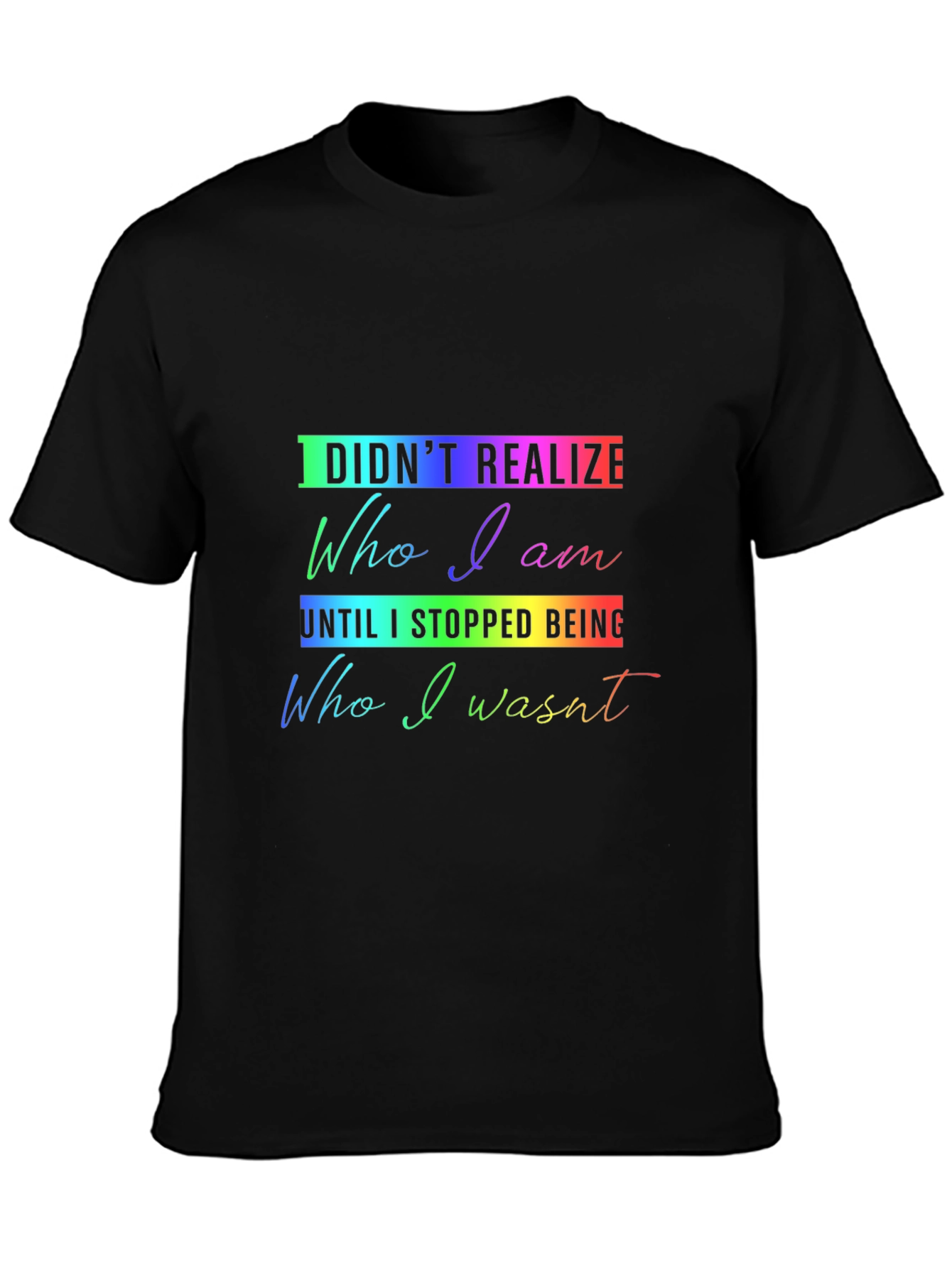 Rainbow Who I Am Graphic Black Tee