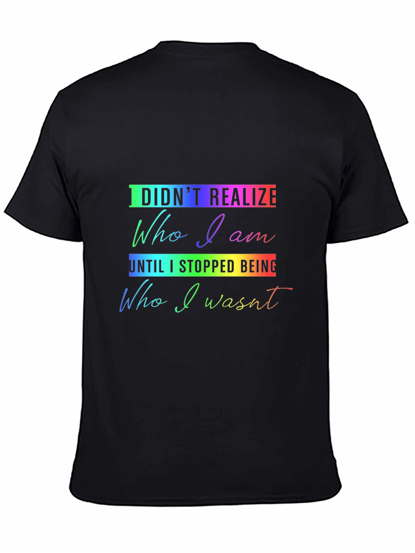 Rainbow Who I Am Graphic Black Tee