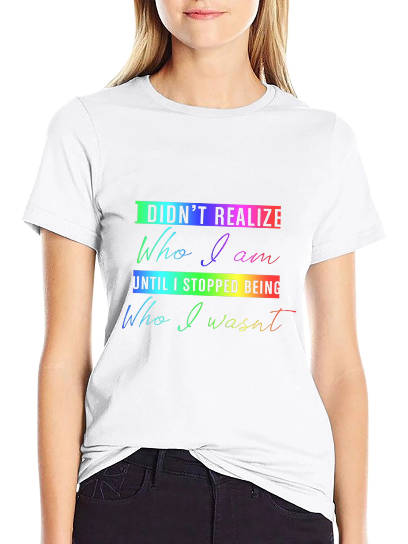 Rainbow Who I Am Graphic Black Tee