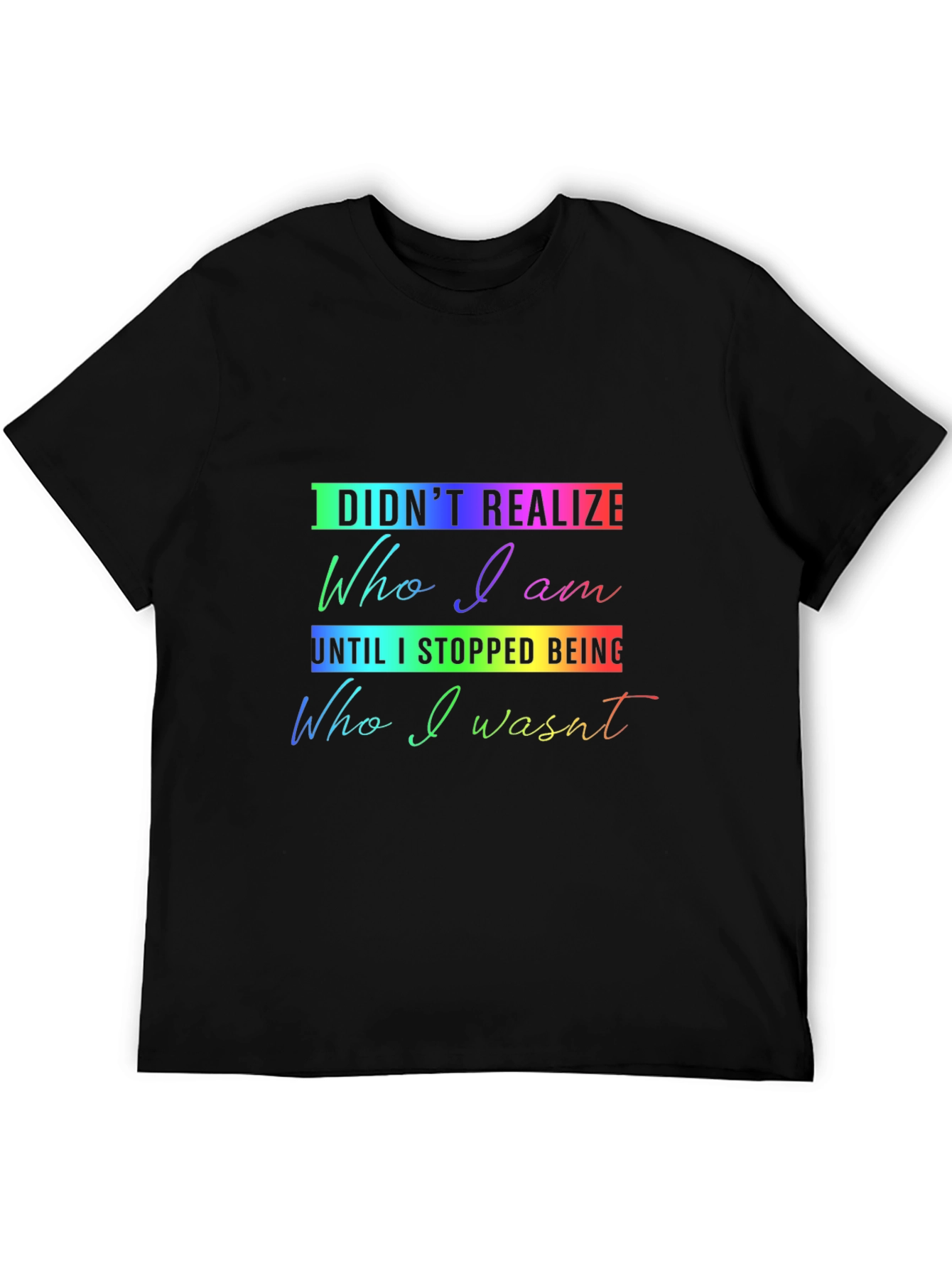 Rainbow Who I Am Graphic Black Tee