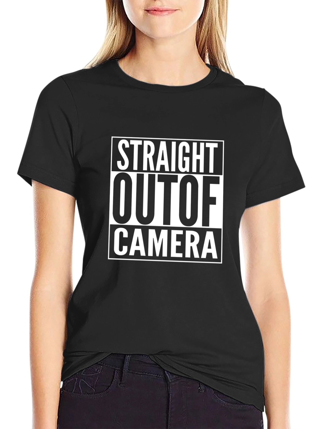 Straight Outta Camera Black Graphic T-Shirt