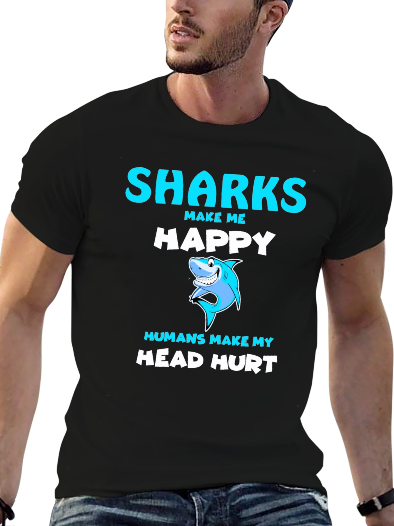 Sharks Make Me Happy Graphic Tee