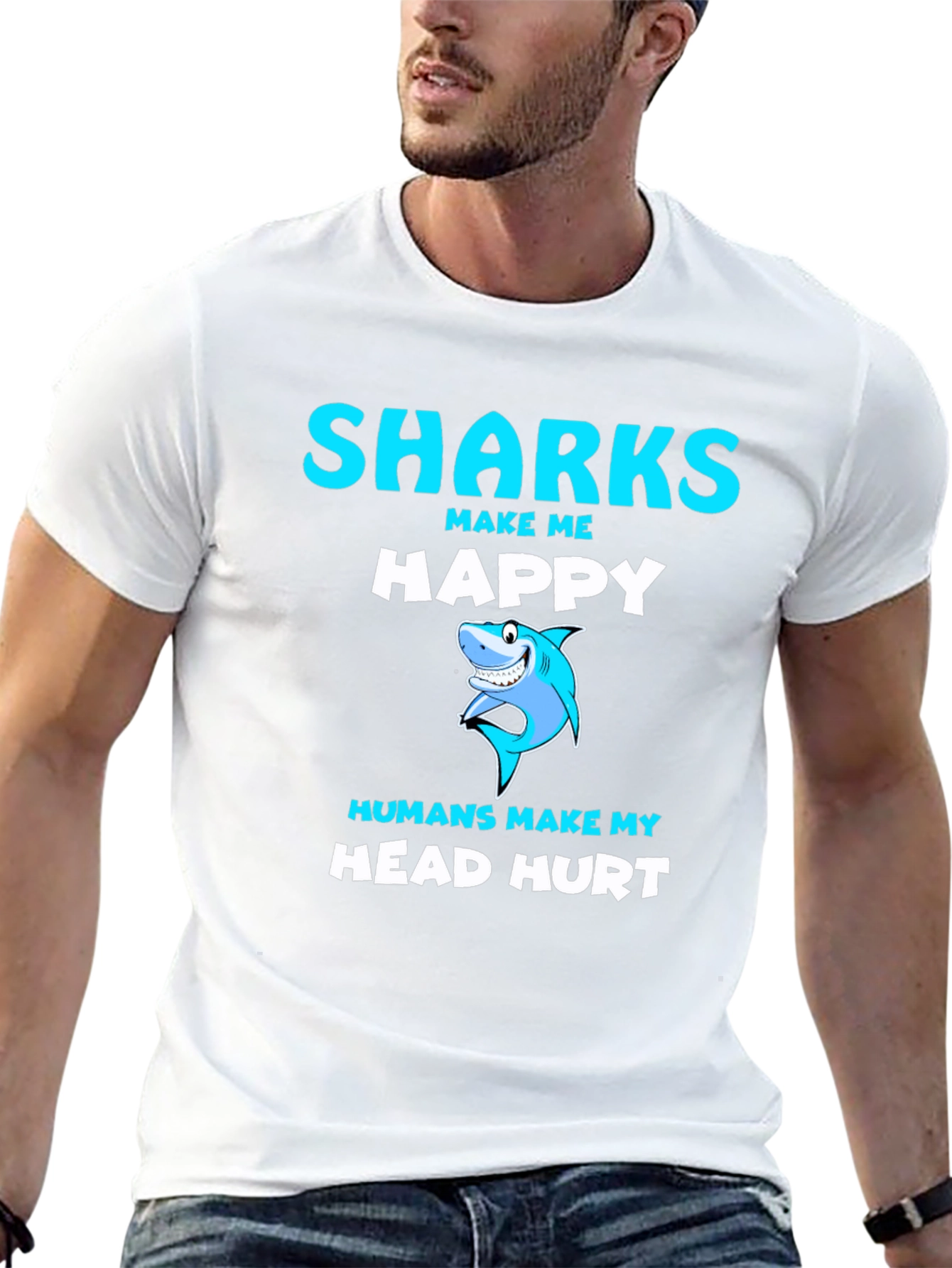 Sharks Make Me Happy Graphic Tee
