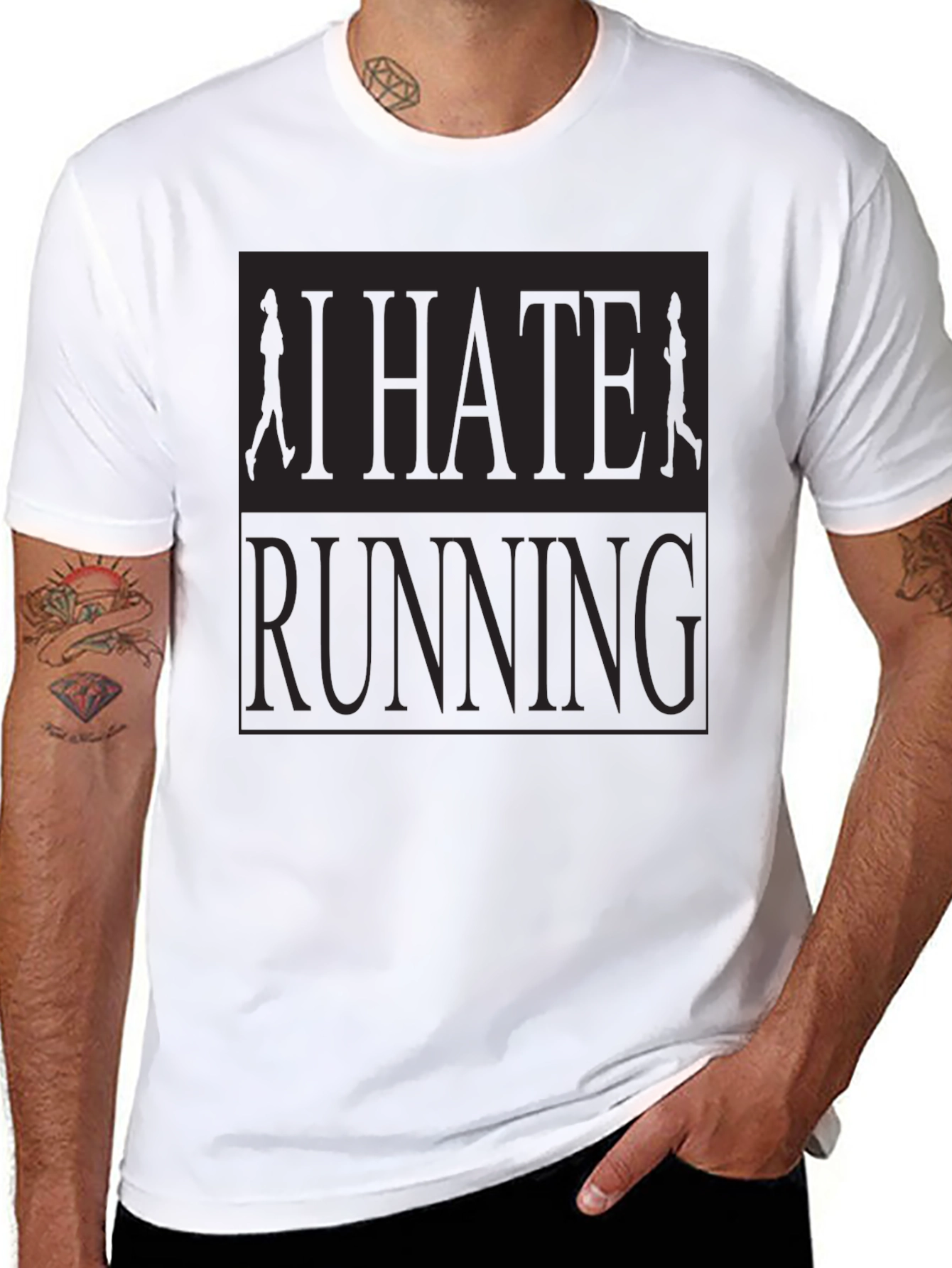 I Hate Running Graphic T-Shirt Anti-Running Joke Tee