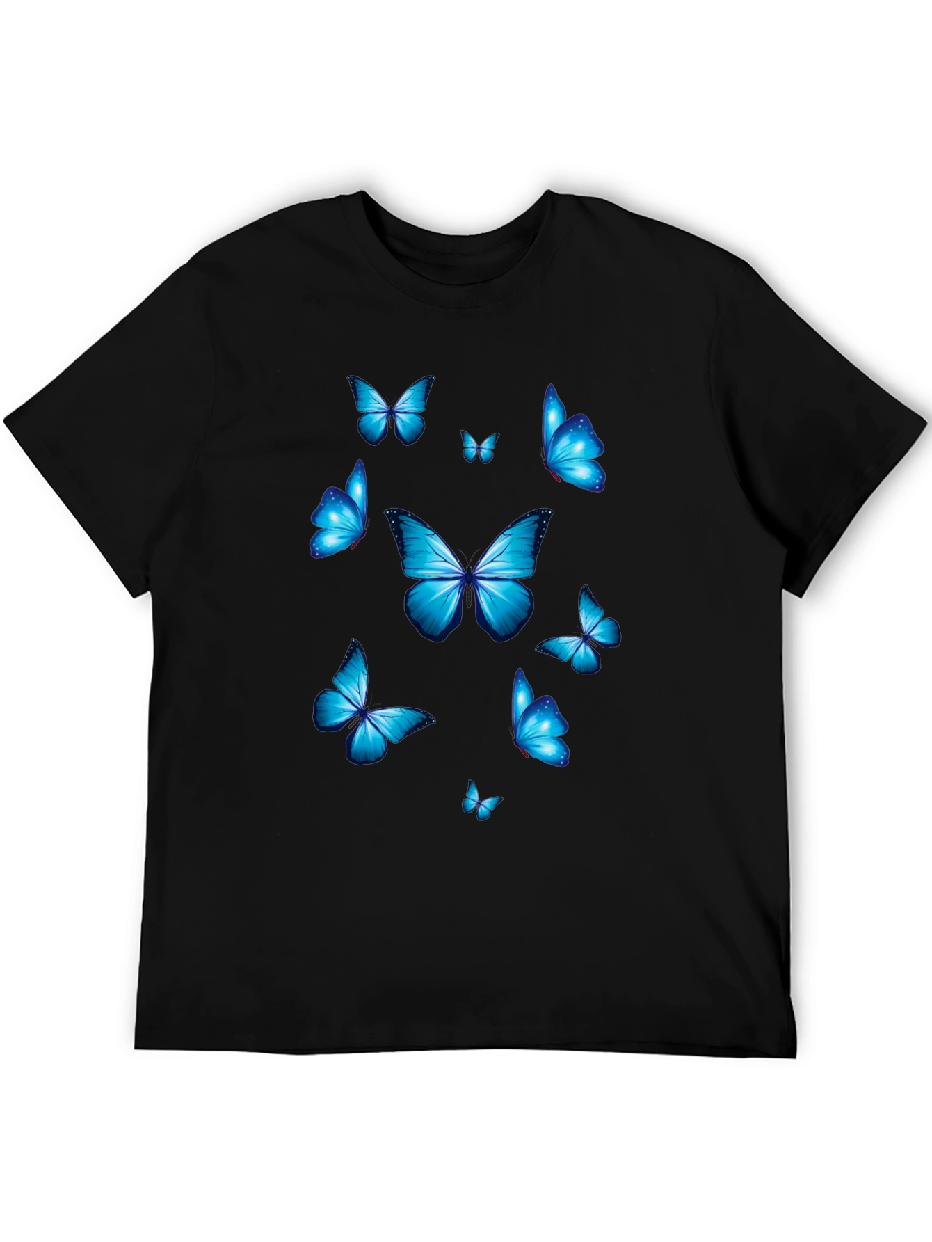 Blue Butterfly Graphic Print T-Shirt