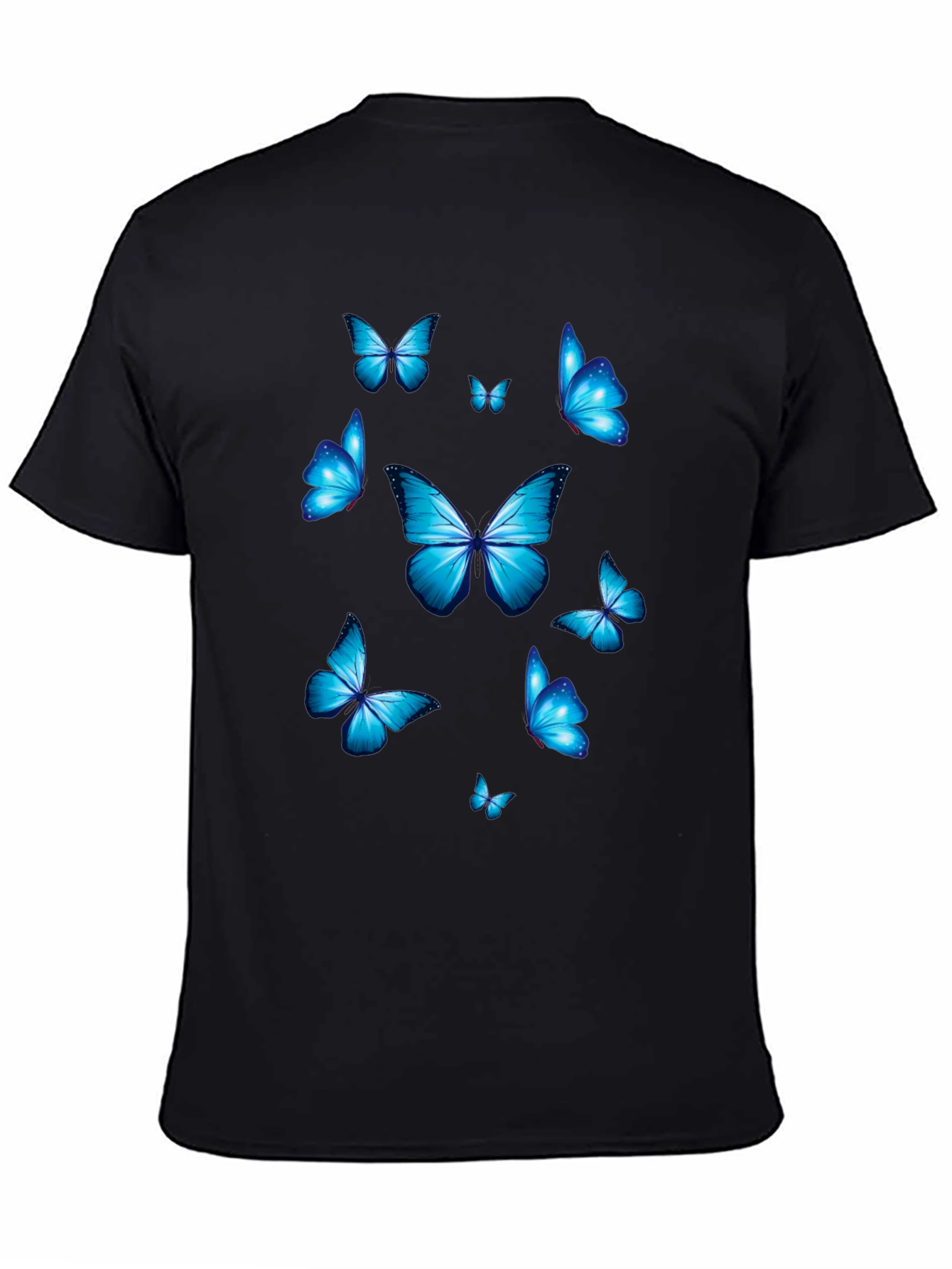 Blue Butterfly Graphic Print T-Shirt