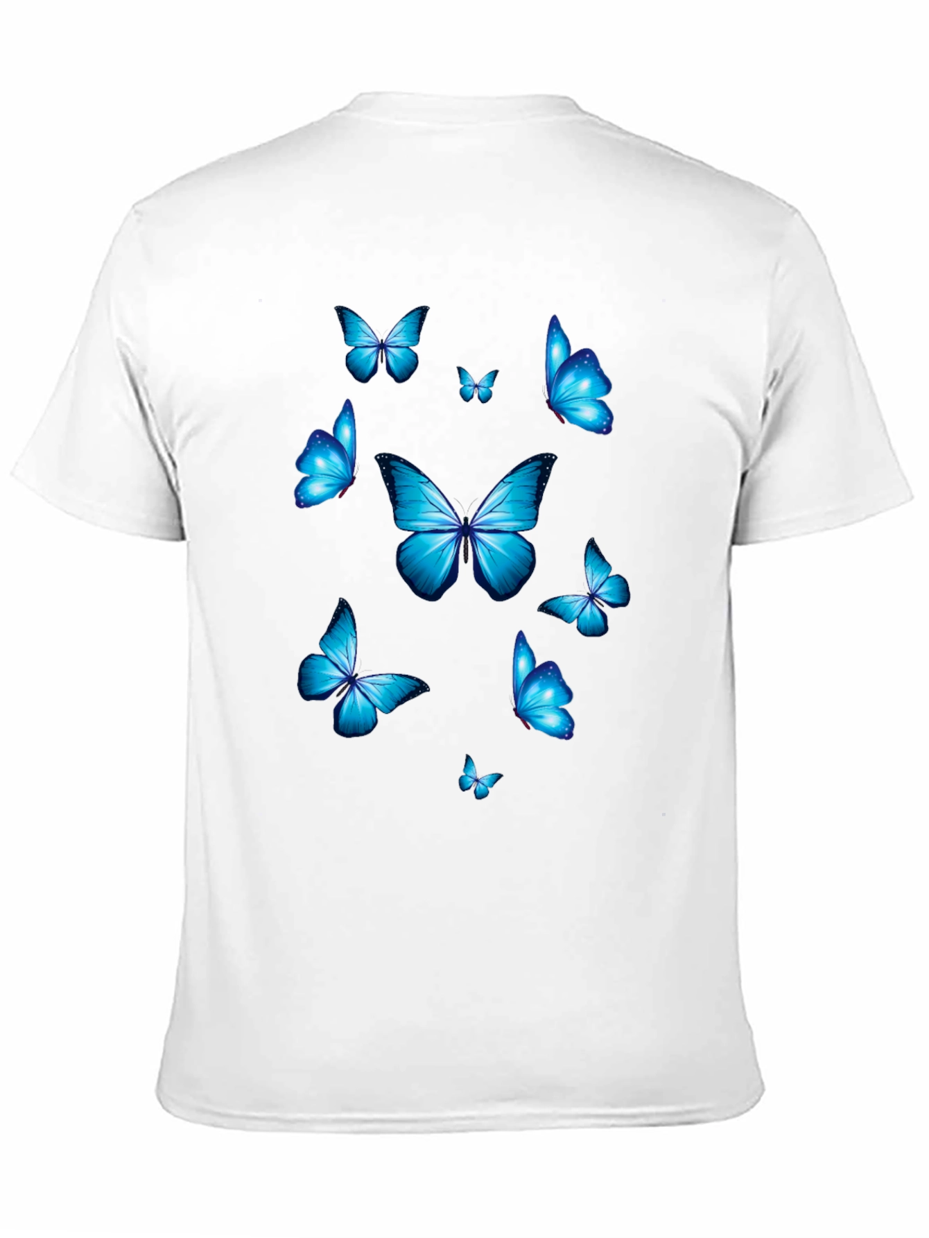 Blue Butterfly Graphic Print T-Shirt