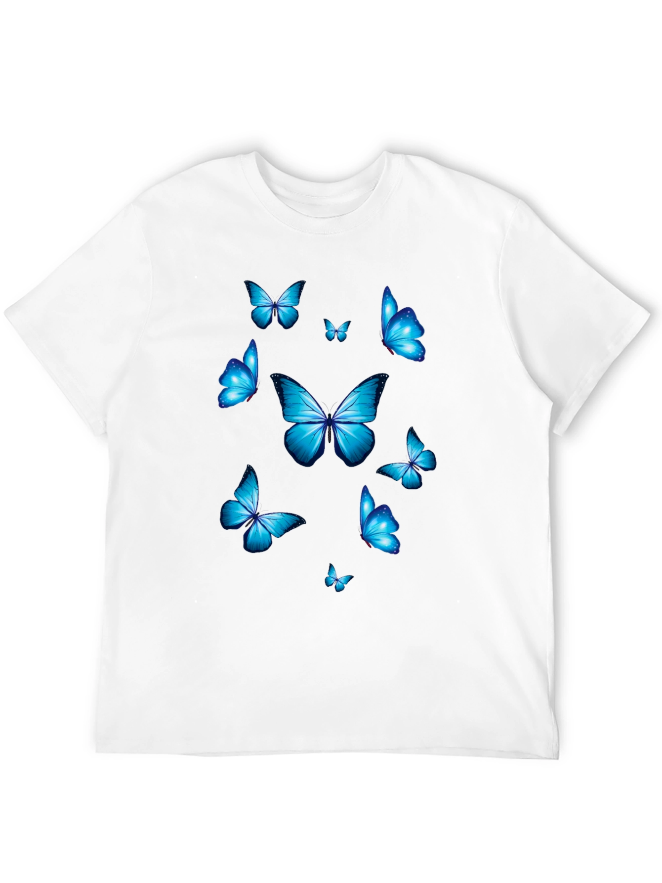Blue Butterfly Graphic Print T-Shirt