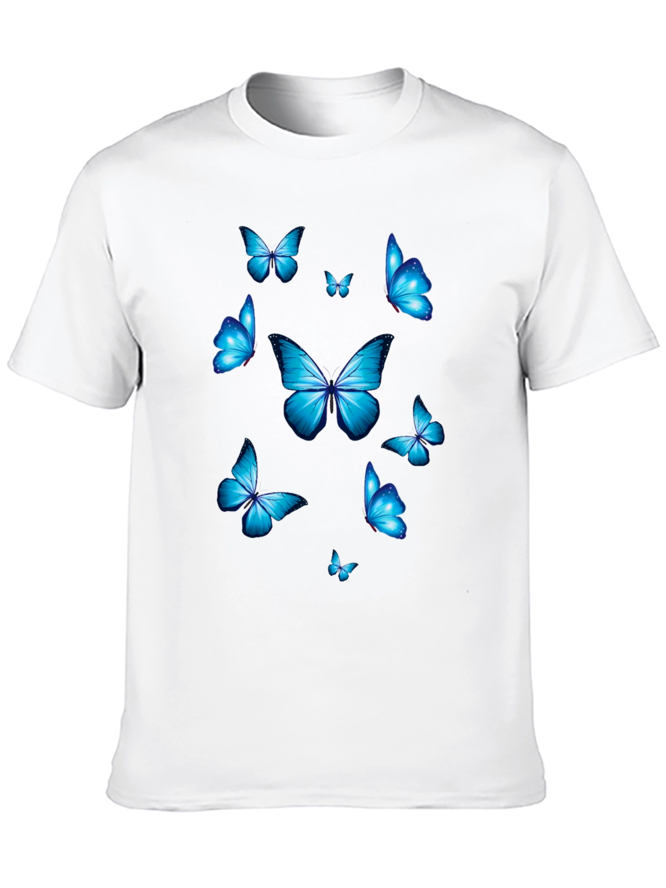 Blue Butterfly Graphic Print T-Shirt