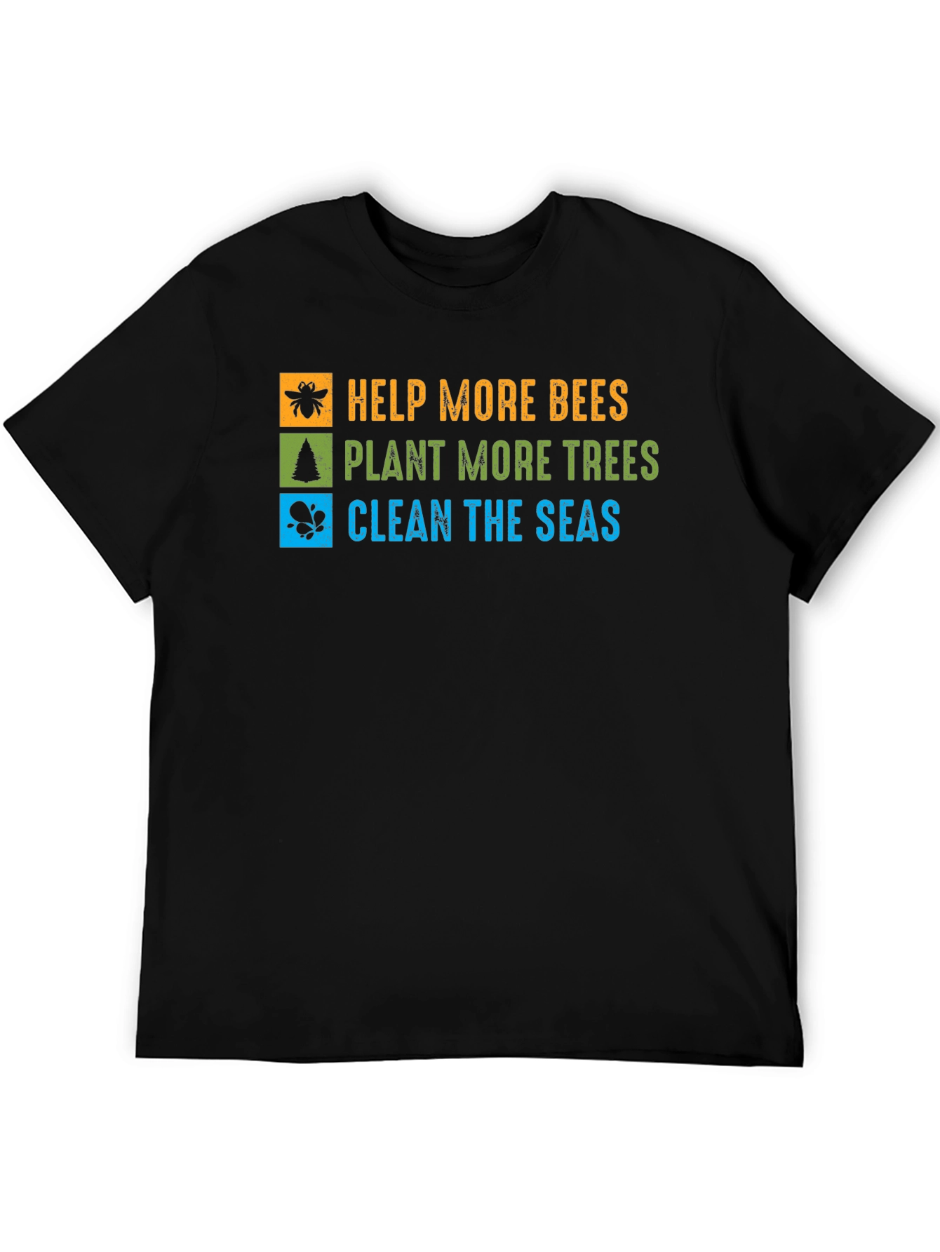 Eco-Friendly T-Shirt: Save Bees Plant Trees Clean Seas