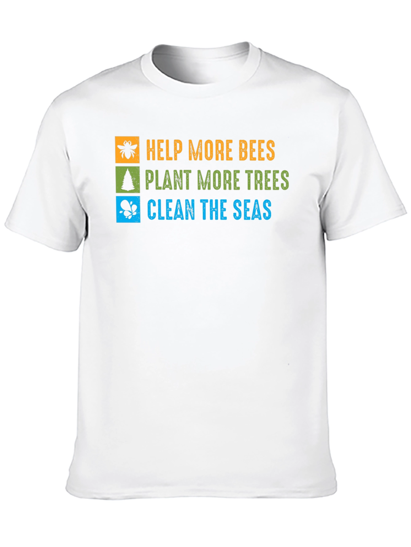 Eco-Friendly T-Shirt: Save Bees Plant Trees Clean Seas