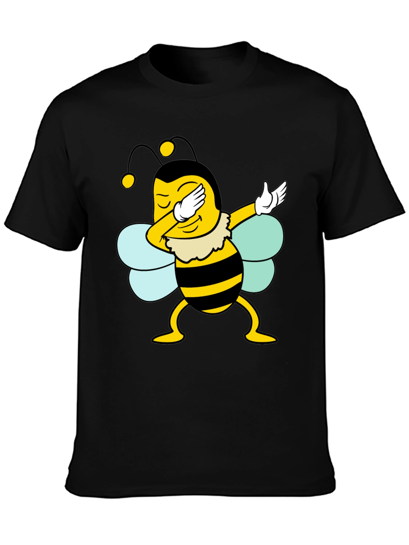 Dabbing Bee Black Cotton Graphic T-Shirt