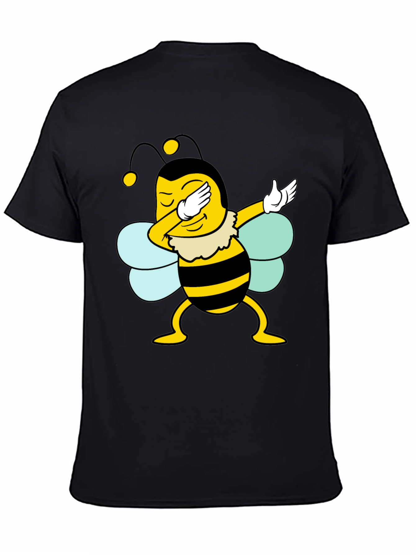Dabbing Bee Black Cotton Graphic T-Shirt