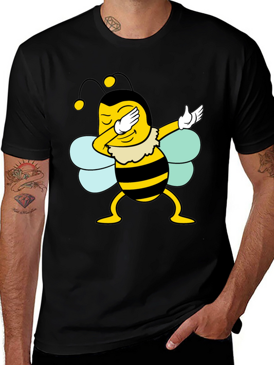 Dabbing Bee Black Cotton Graphic T-Shirt