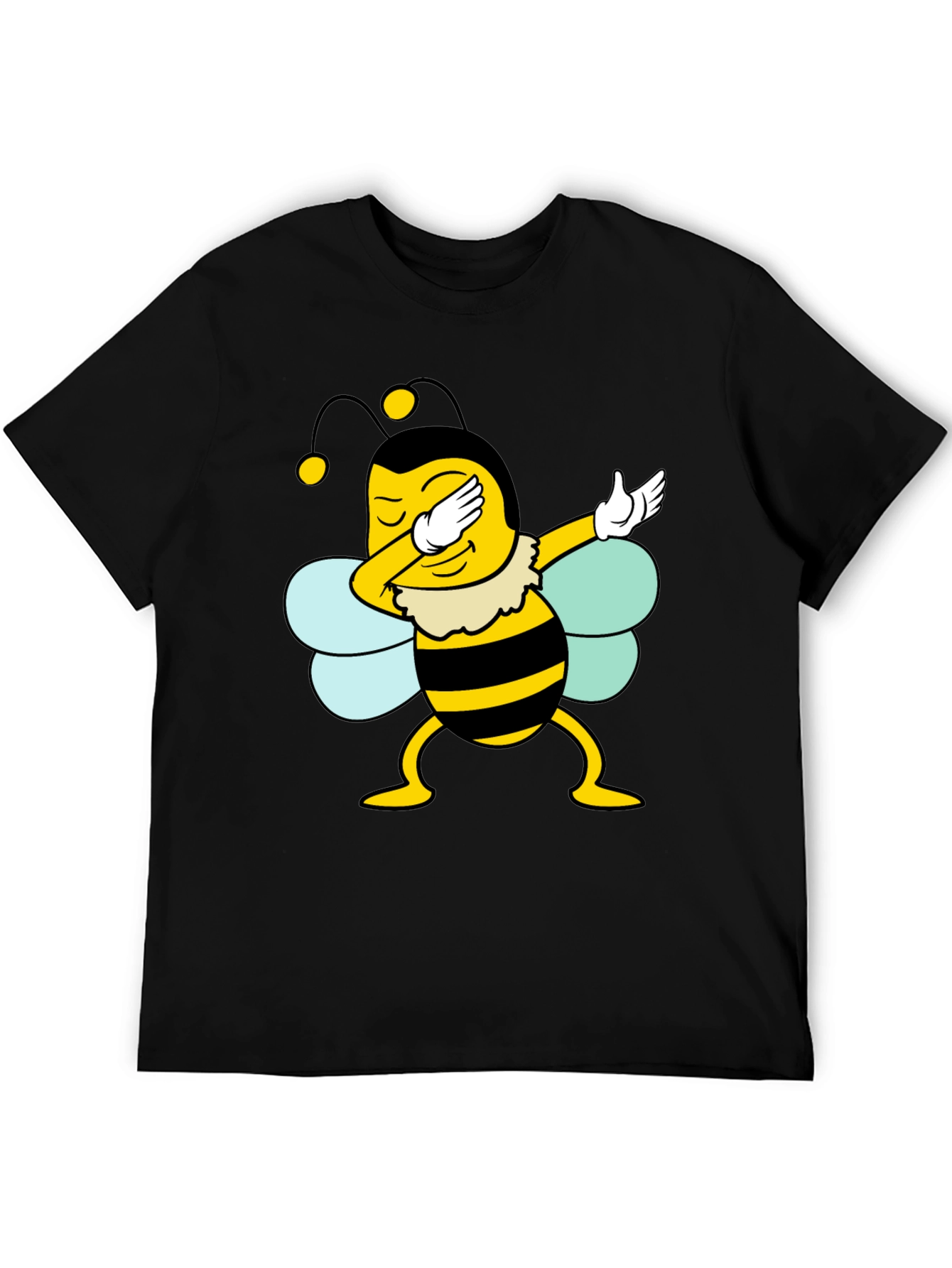 Dabbing Bee Black Cotton Graphic T-Shirt