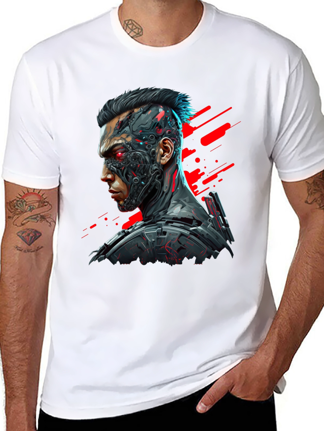 Cyberpunk Style Graphic T-Shirt for Men