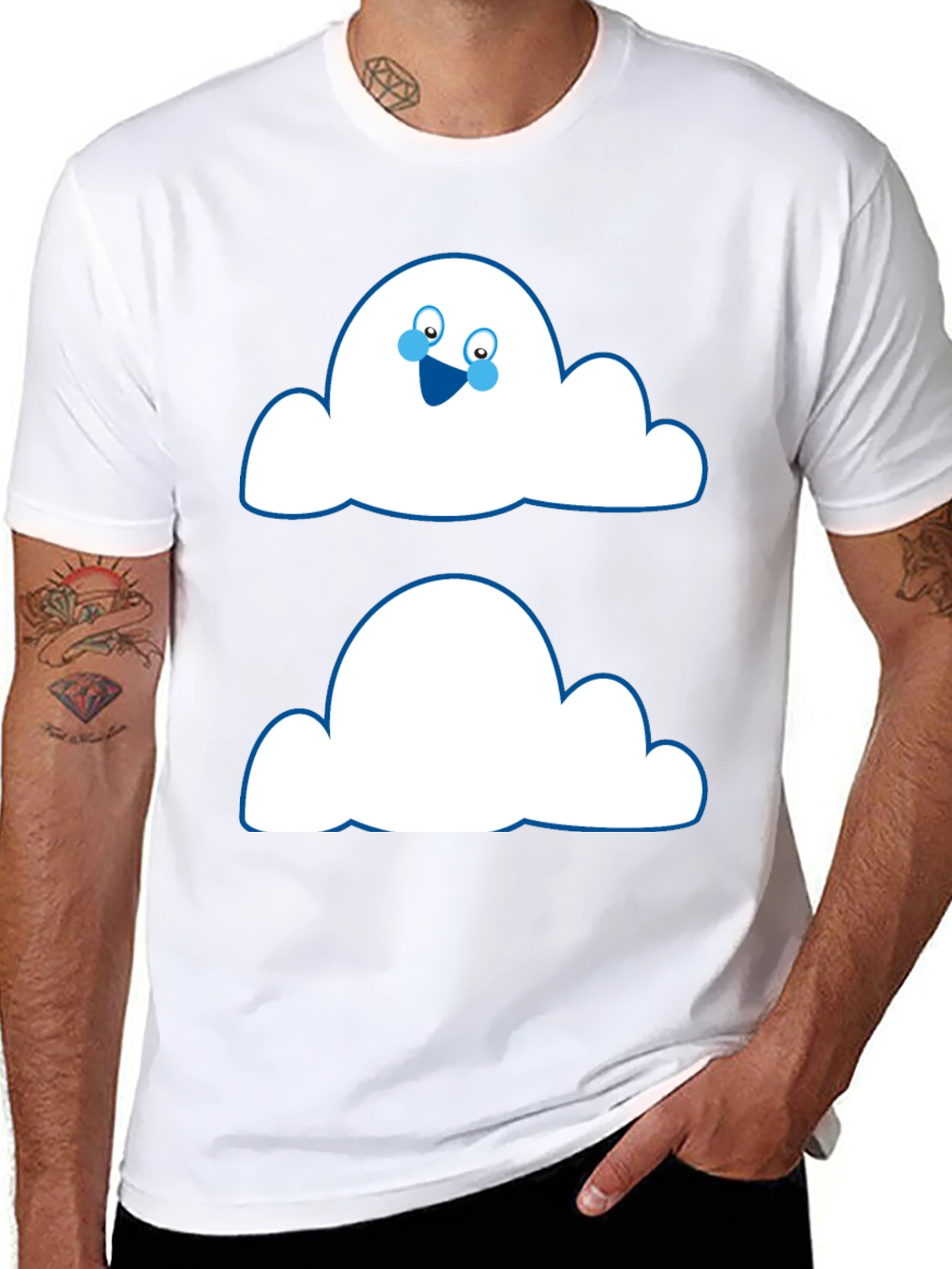 Funny Cloud Face Black T-Shirt
