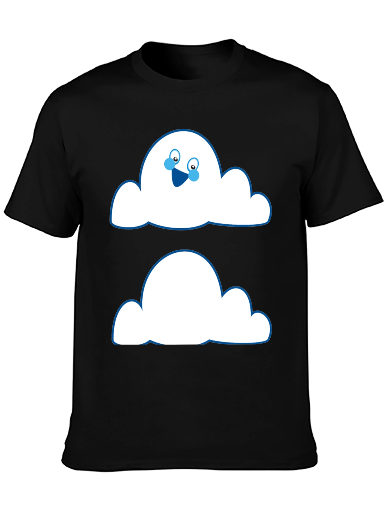 Funny Cloud Face Black T-Shirt