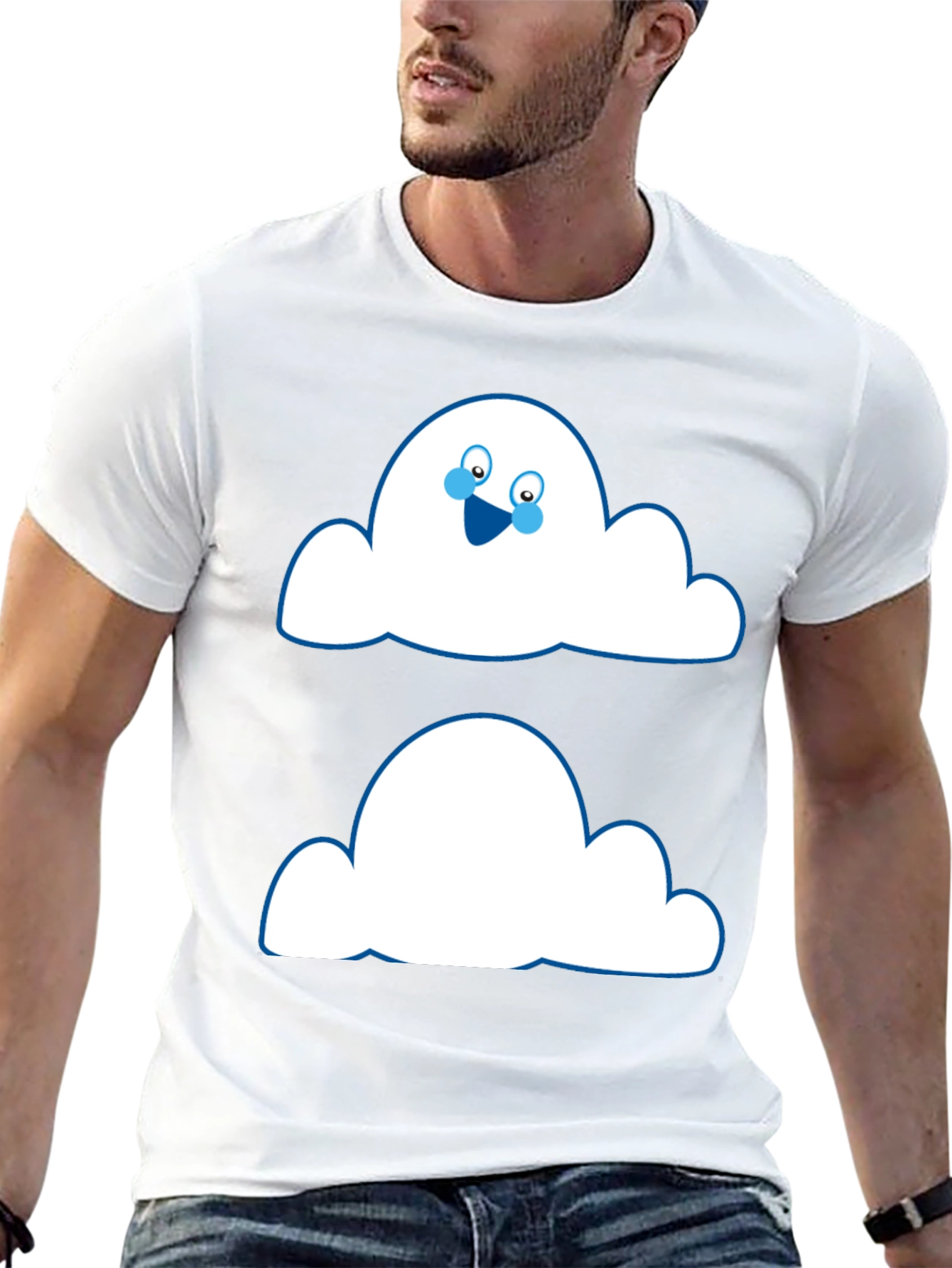 Funny Cloud Face Black T-Shirt
