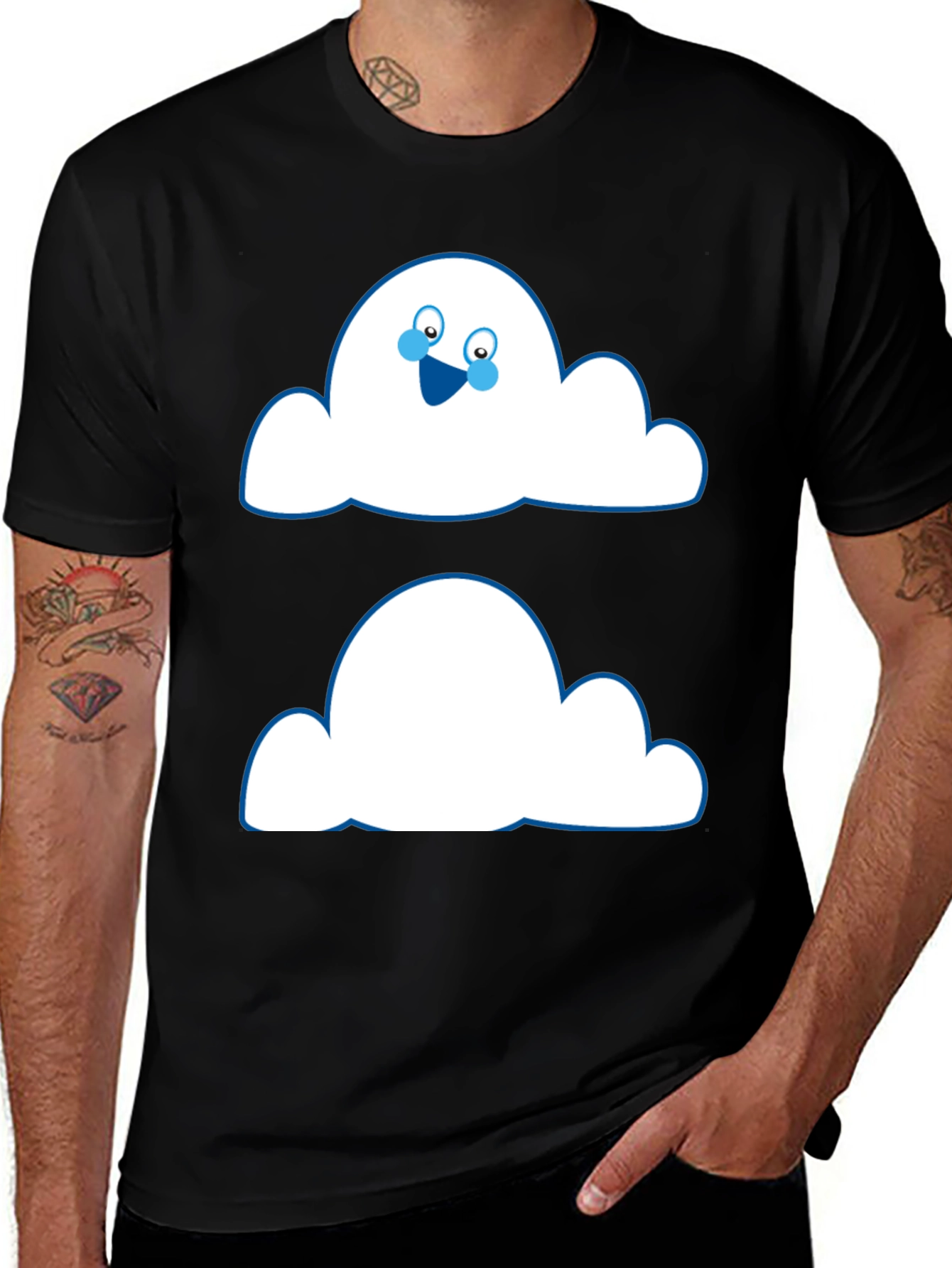 Funny Cloud Face Black T-Shirt
