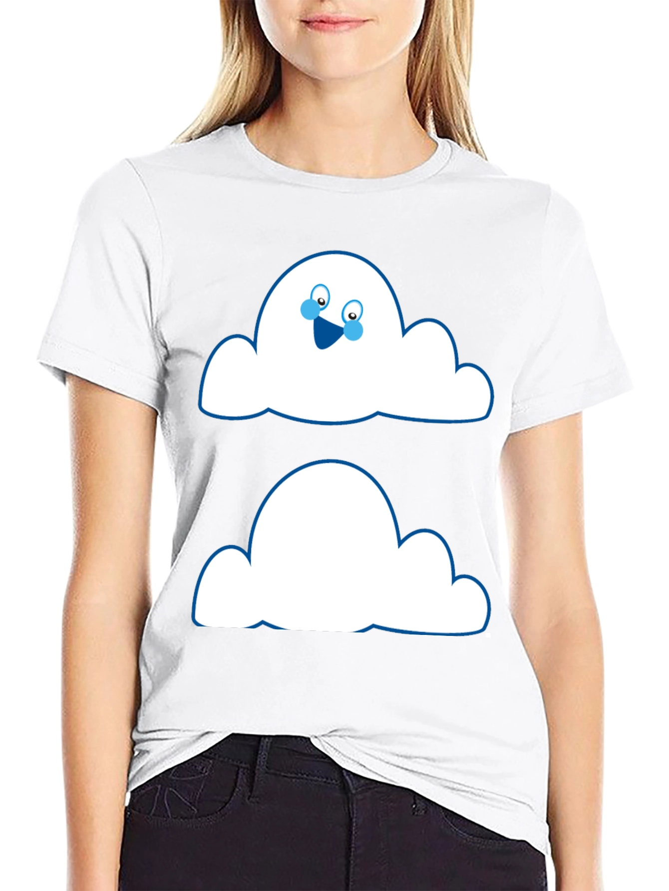 Funny Cloud Face Black T-Shirt
