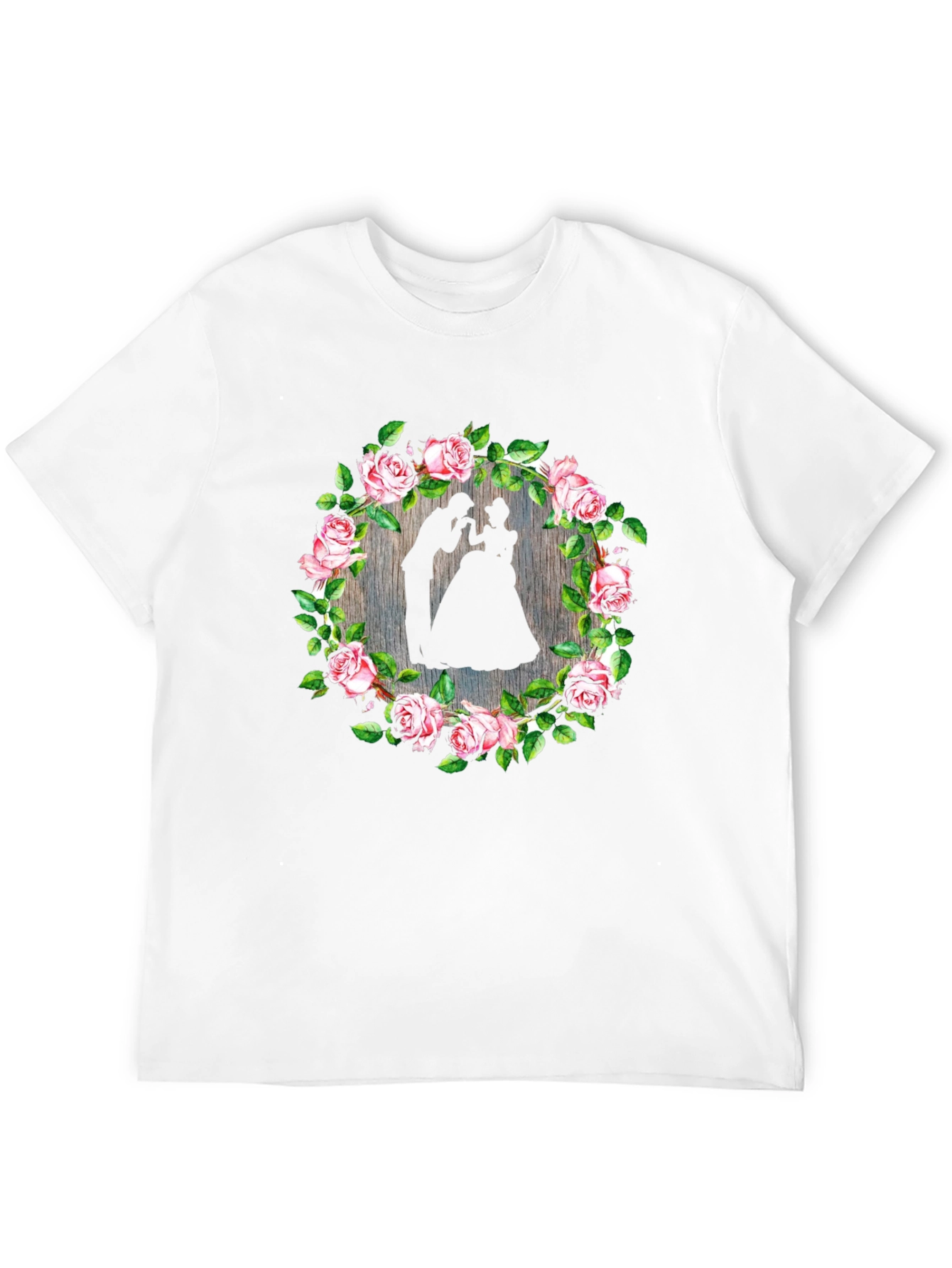 Romantic Floral Silhouette Black T-Shirt
