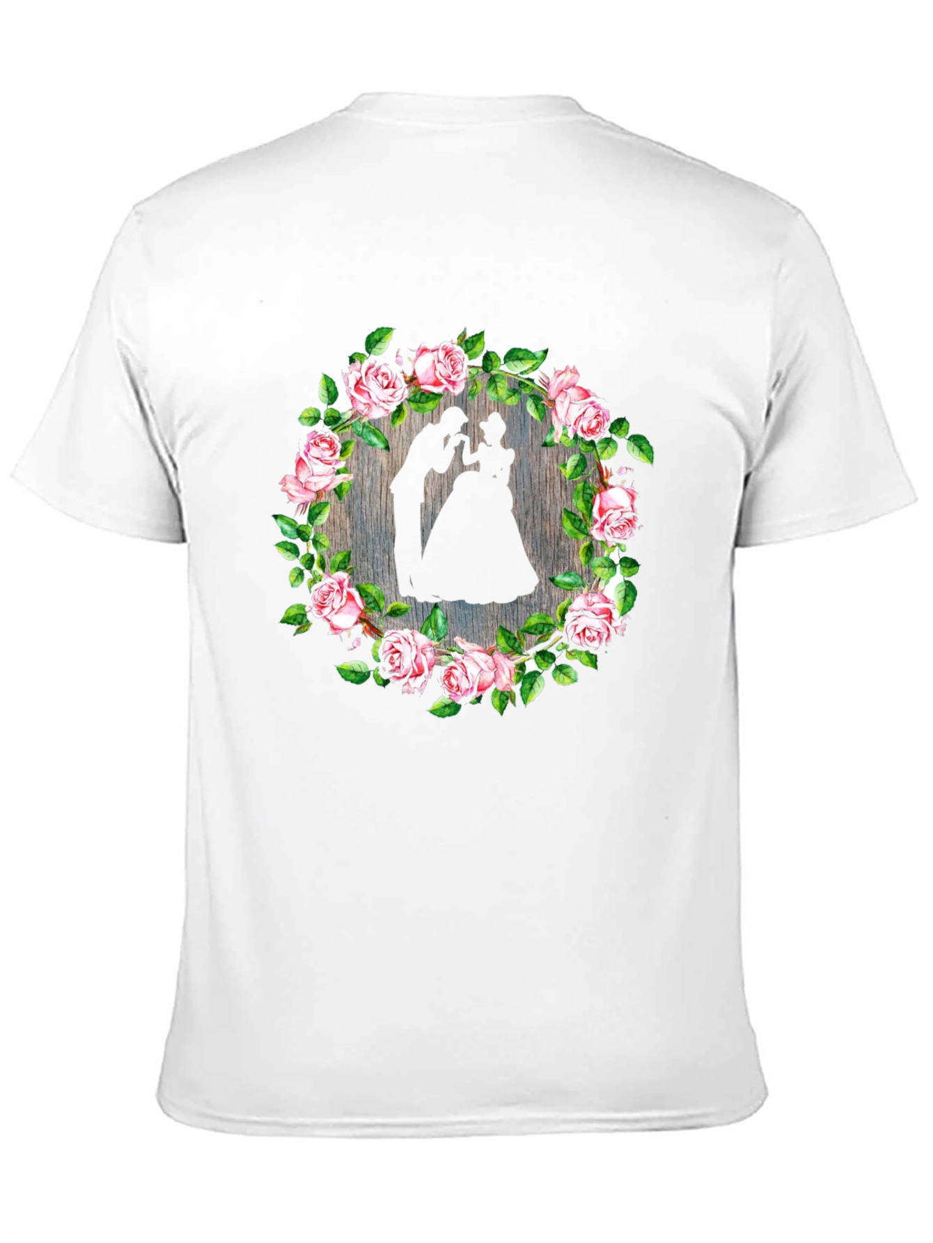 Romantic Floral Silhouette Black T-Shirt