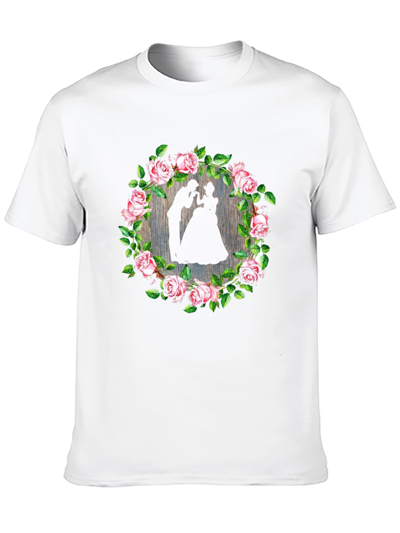 Romantic Floral Silhouette Black T-Shirt
