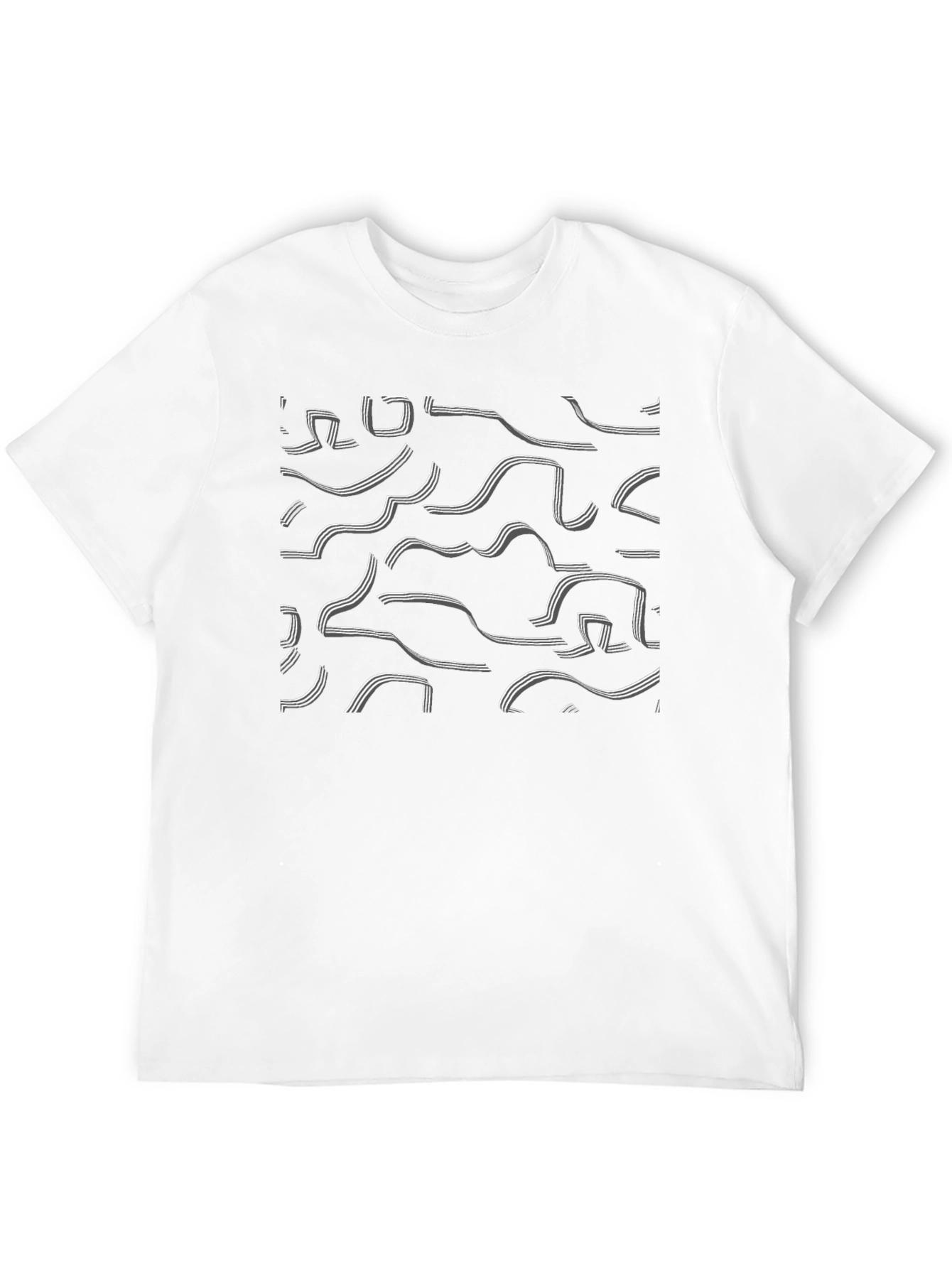Abstract Ribbon Pattern Black T-Shirt