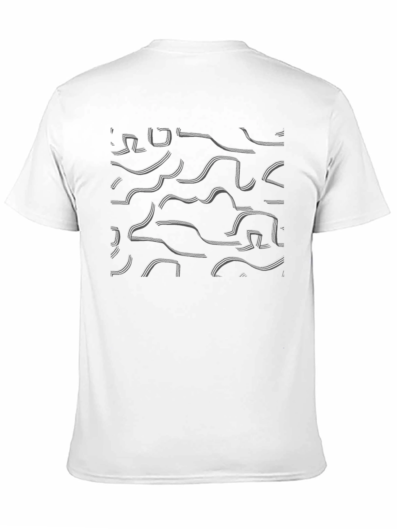 Abstract Ribbon Pattern Black T-Shirt