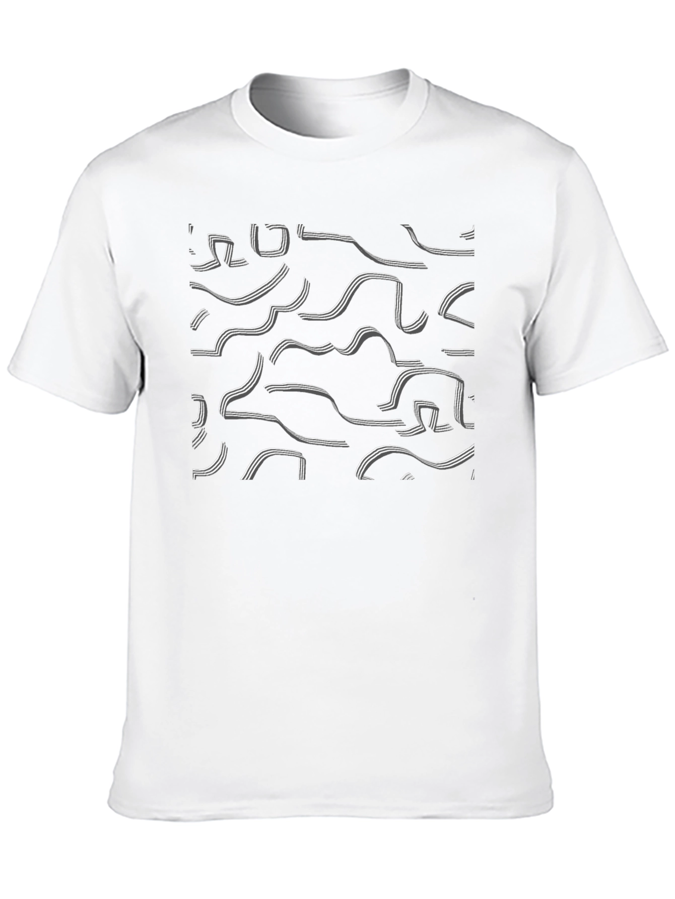 Abstract Ribbon Pattern Black T-Shirt