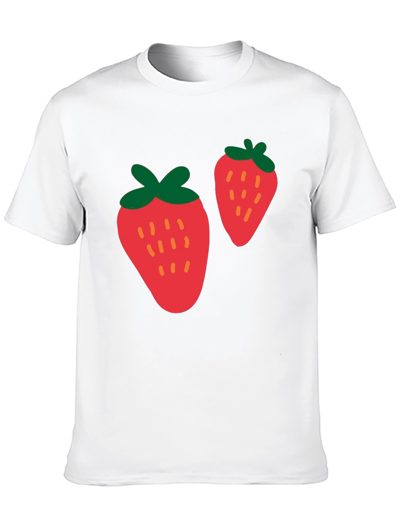 Strawberry Print Black Casual T-Shirt