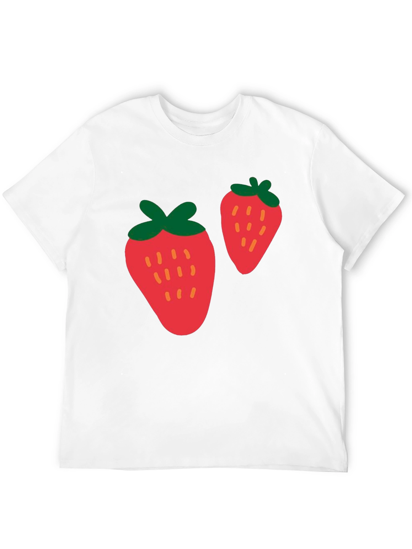 Strawberry Print Black Casual T-Shirt