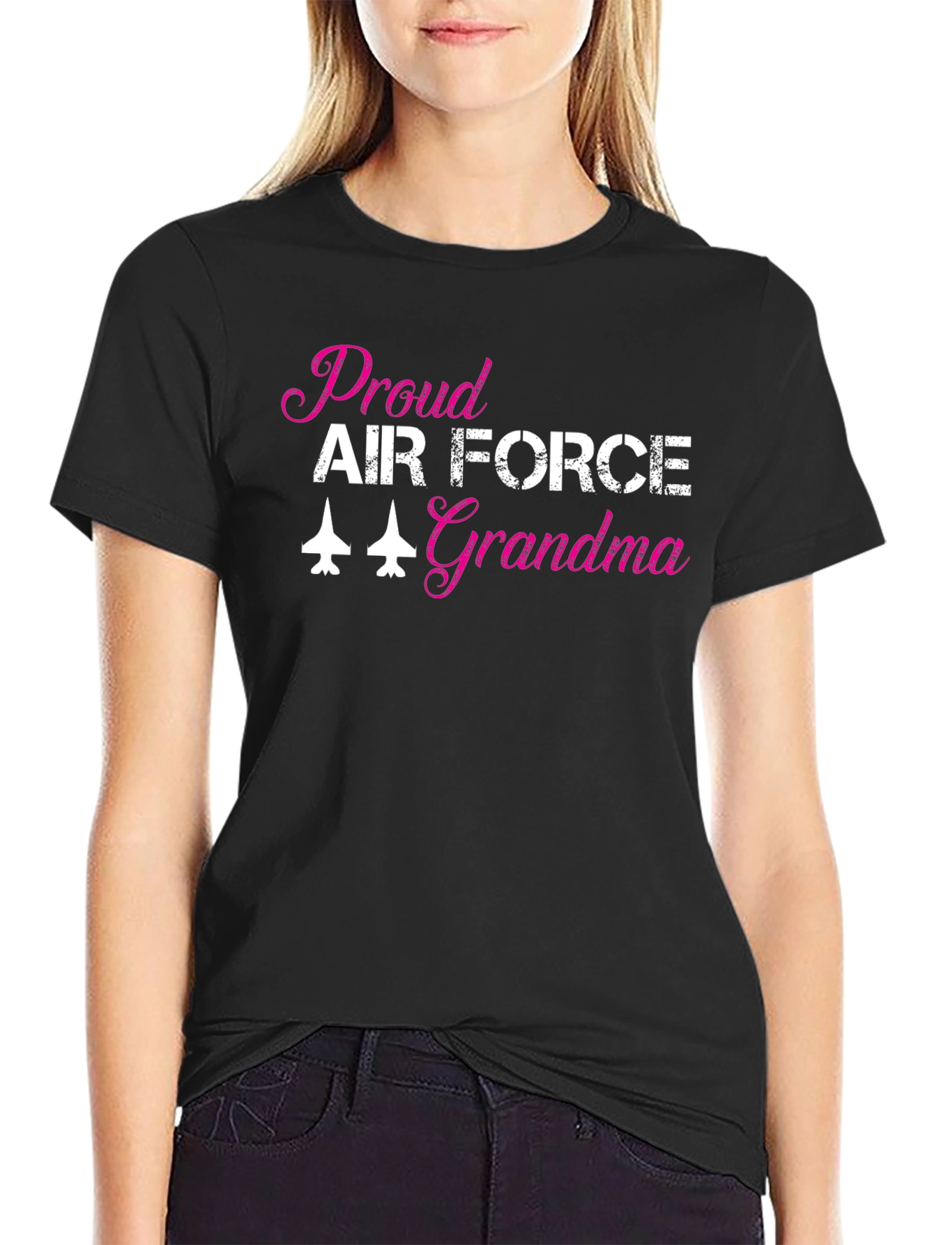 Proud Air Force Grandma Black T-Shirt