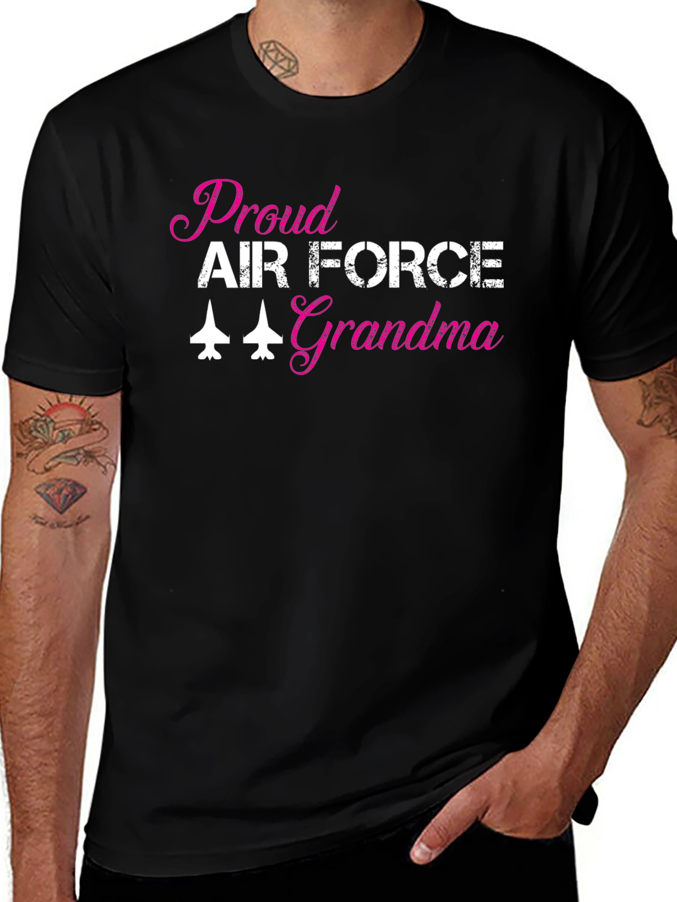 Proud Air Force Grandma Black T-Shirt