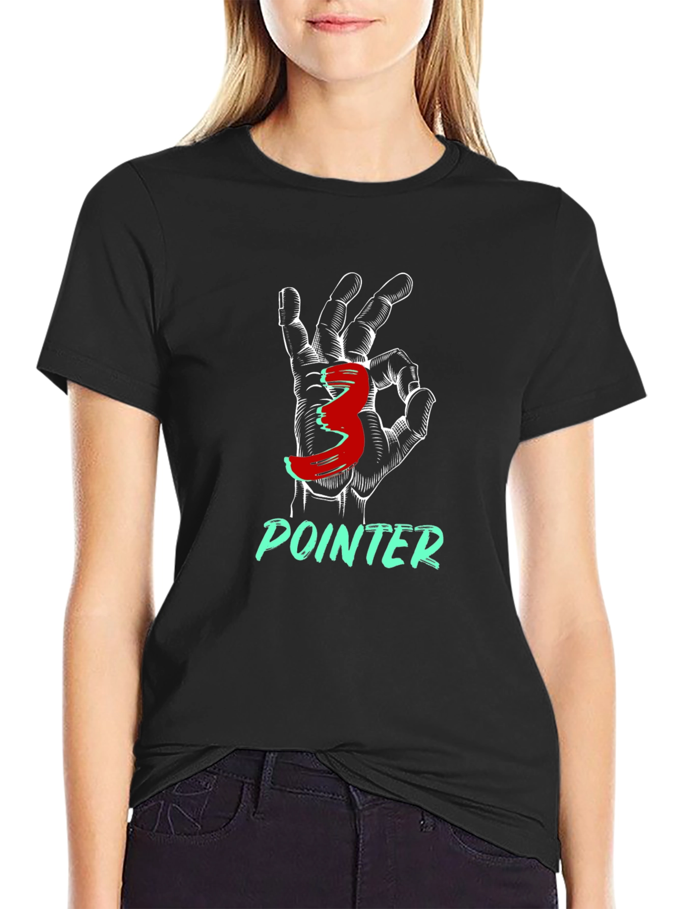 Three Pointer T-Shirt - Basketball Hand Gesture Design