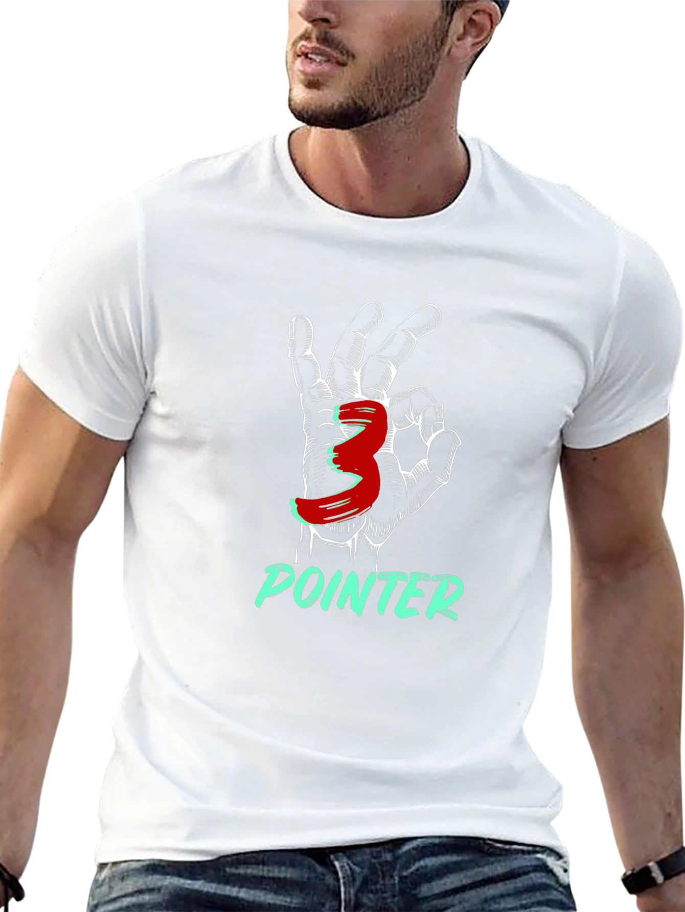 Three Pointer T-Shirt - Basketball Hand Gesture Design
